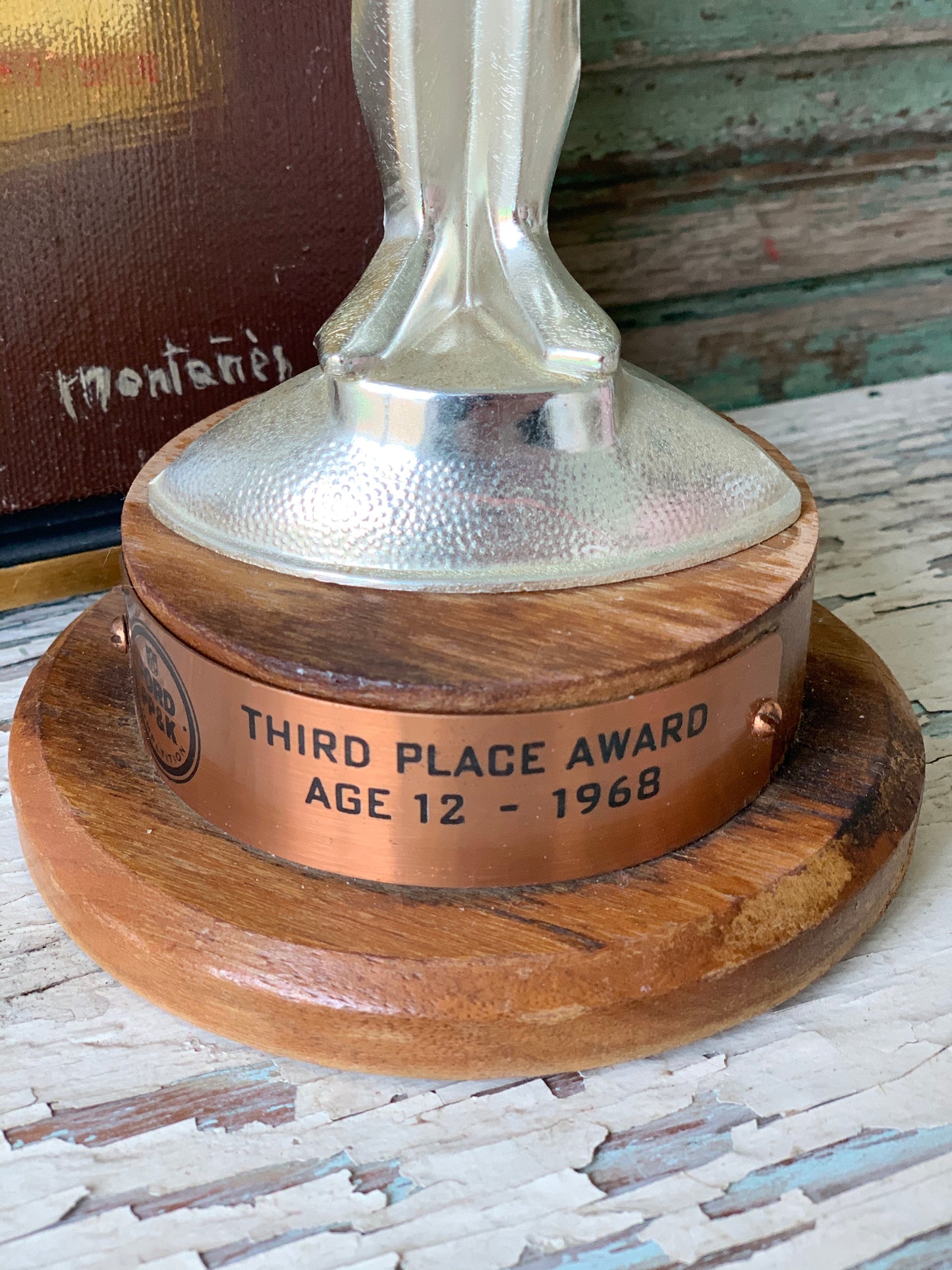 Vintage football player trophy 60s figural award statue