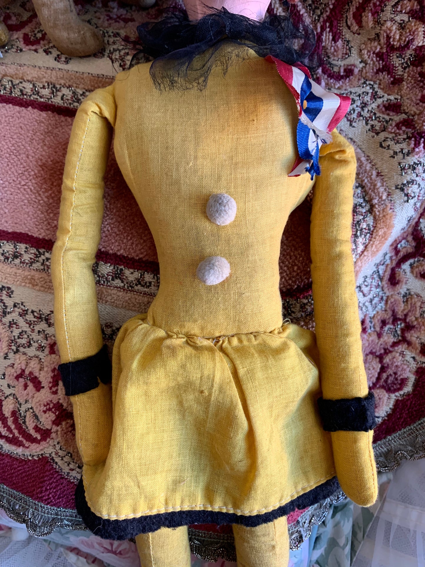 Vintage small pierrot boudoir doll