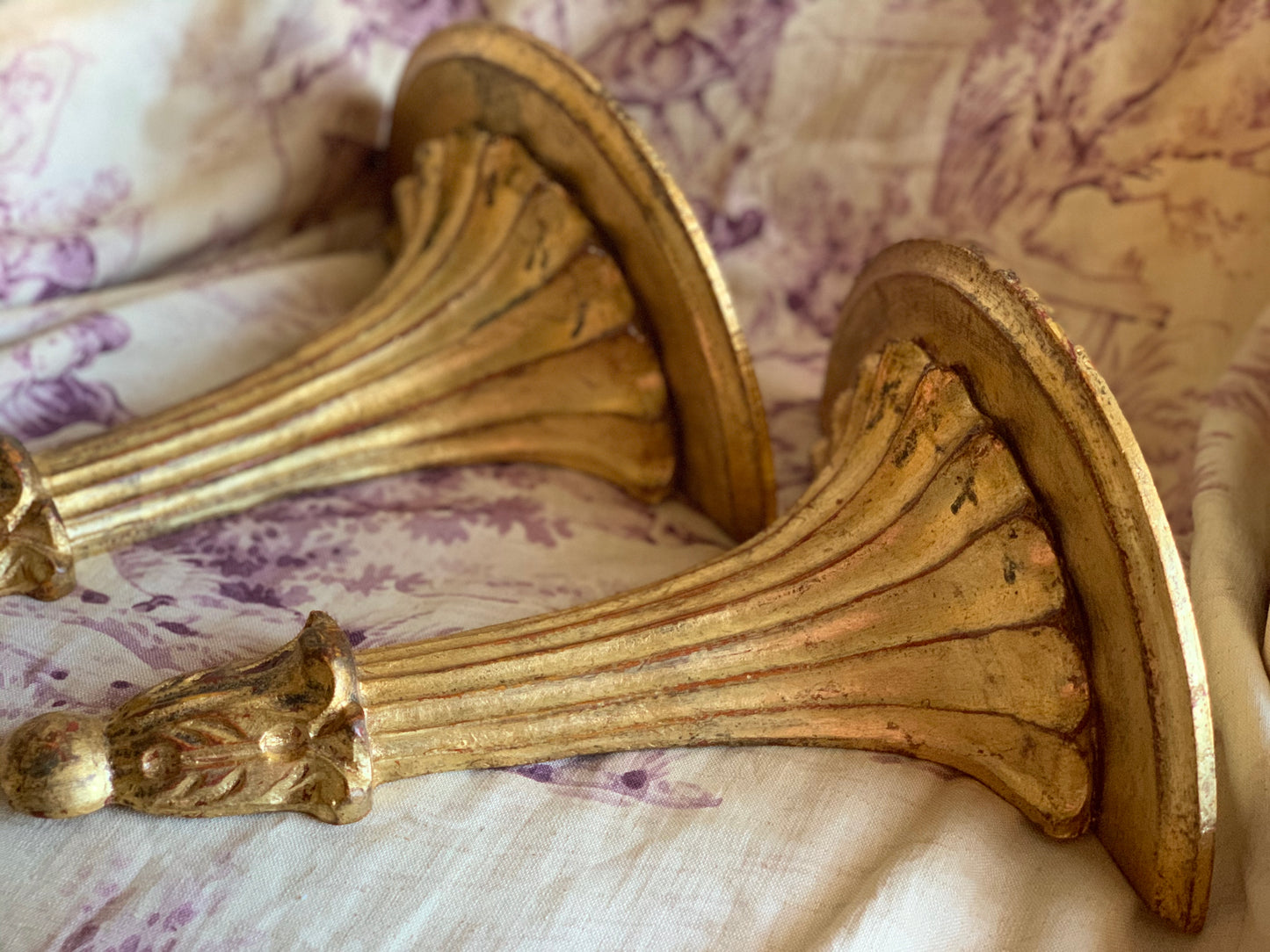 Vintage pair gold Italian sconces