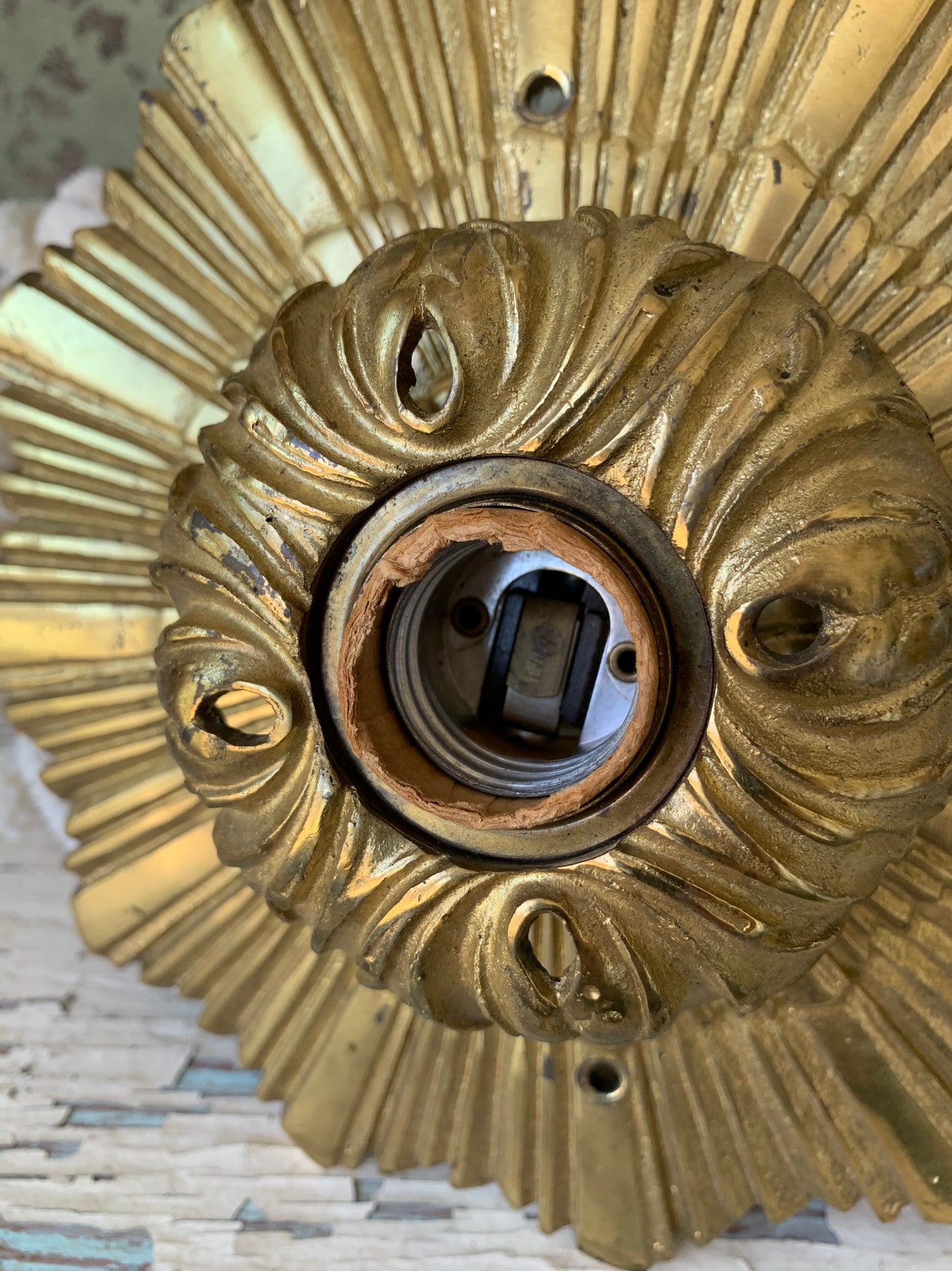Mid century starburst flush mount ceiling light