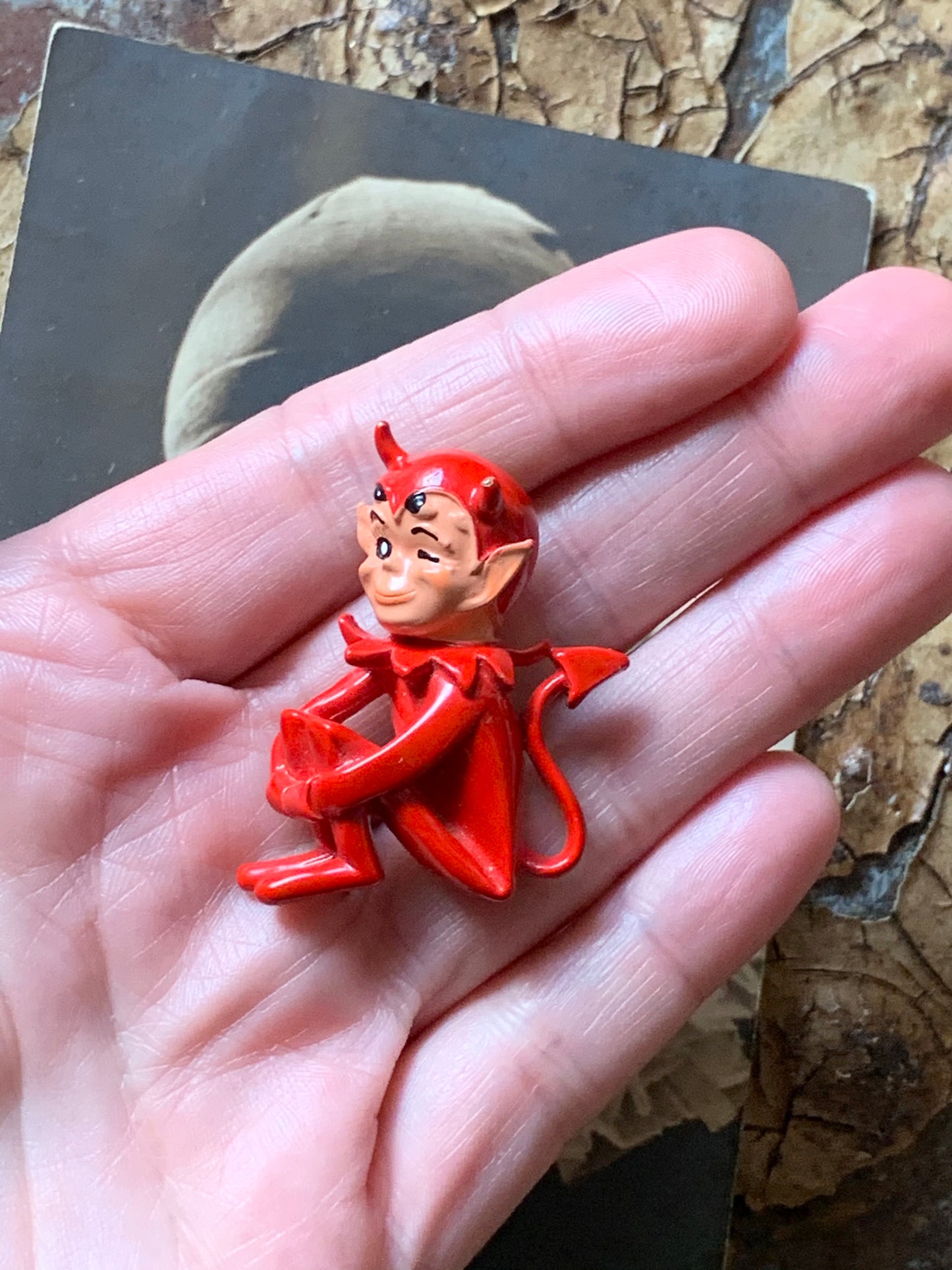 Vintage winking devil pixie pin