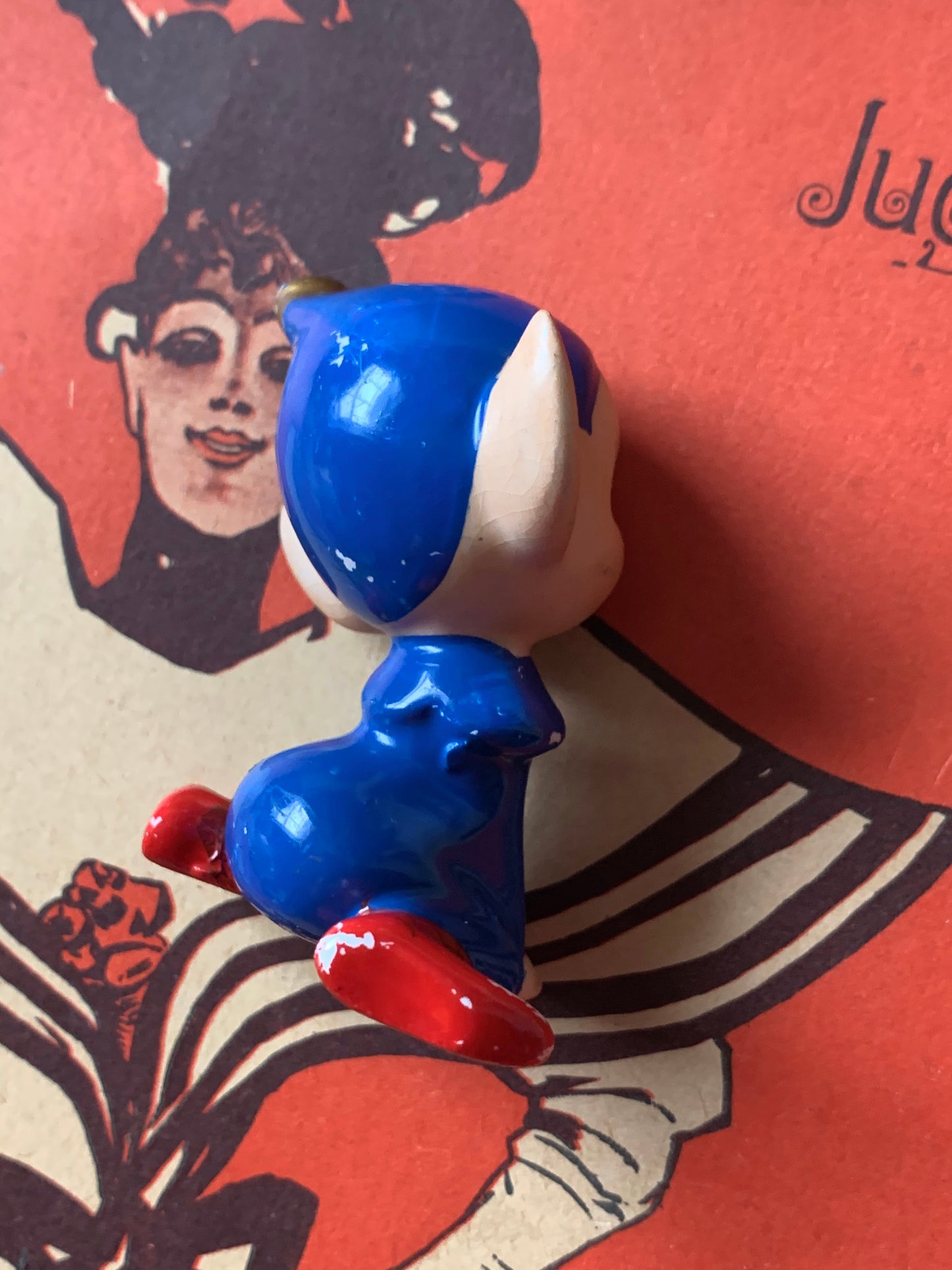 Vintage miniature blue elf figurine