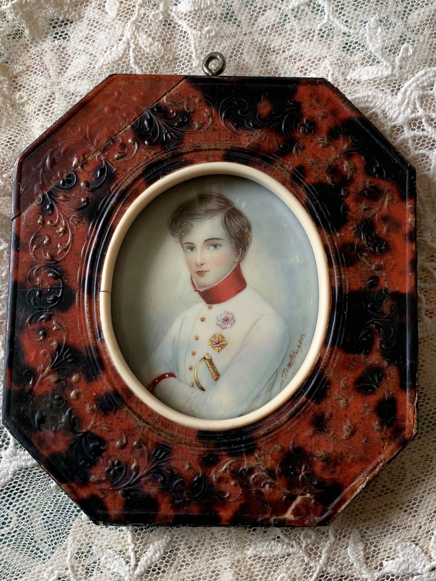 Antique miniature portrait painting