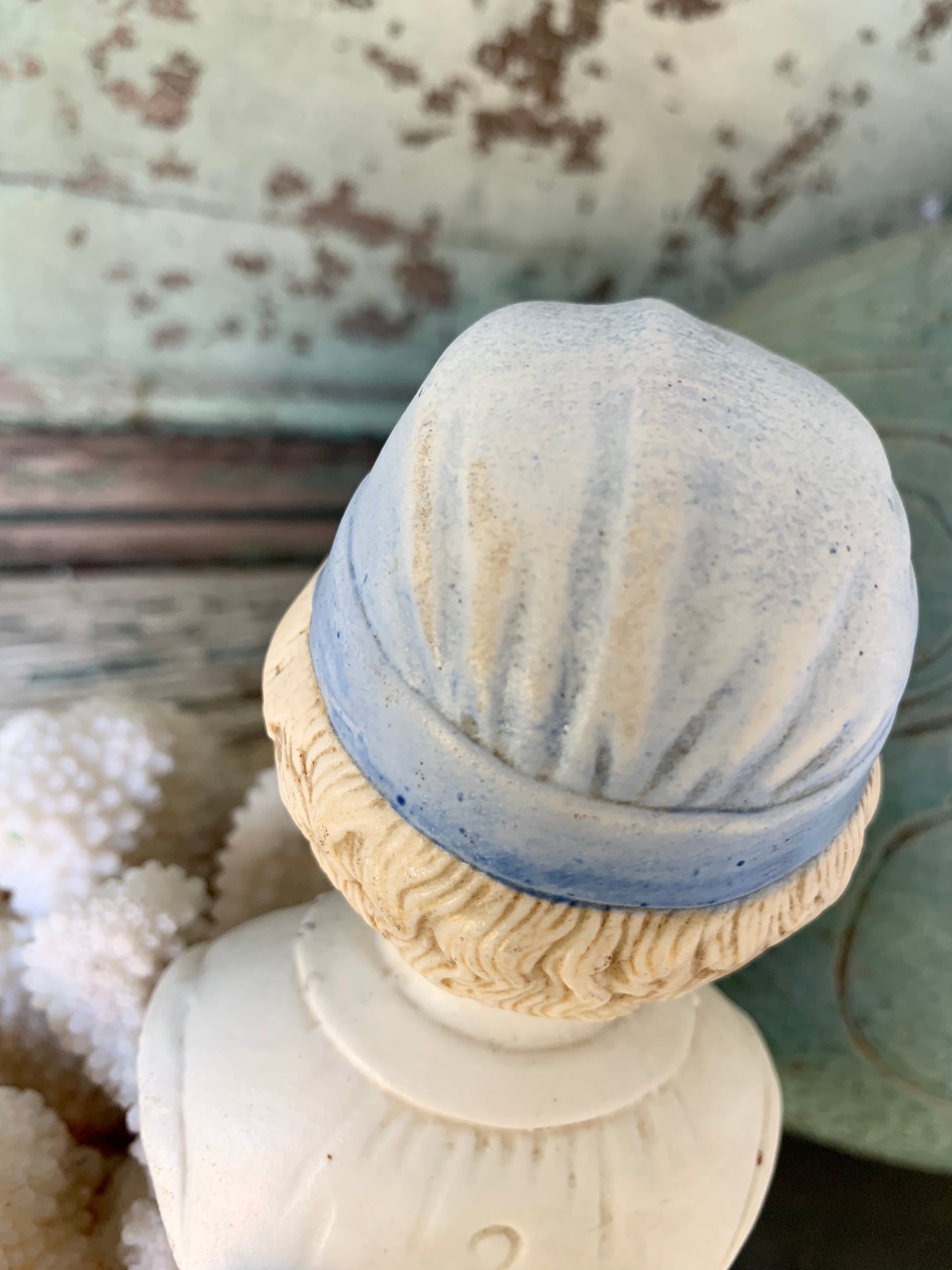 Antique blond porcelain china doll head