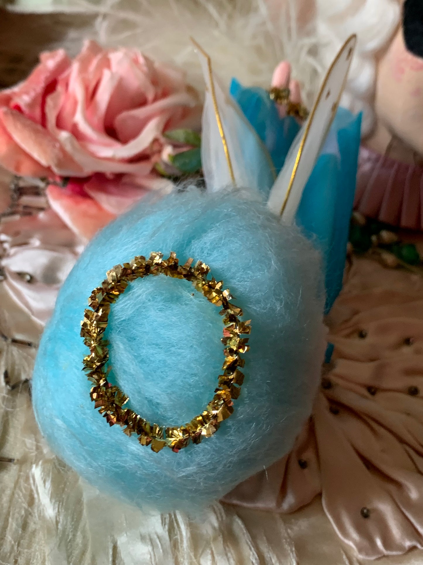 Vintage blue hair angel ornament