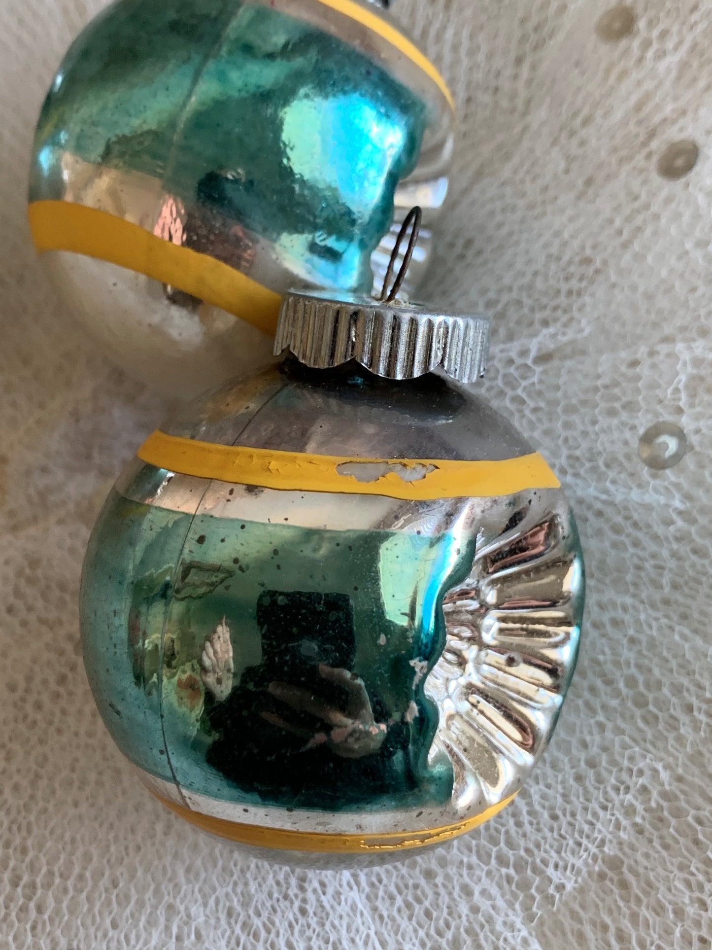 Vintage set Shiny Brite indent ornaments