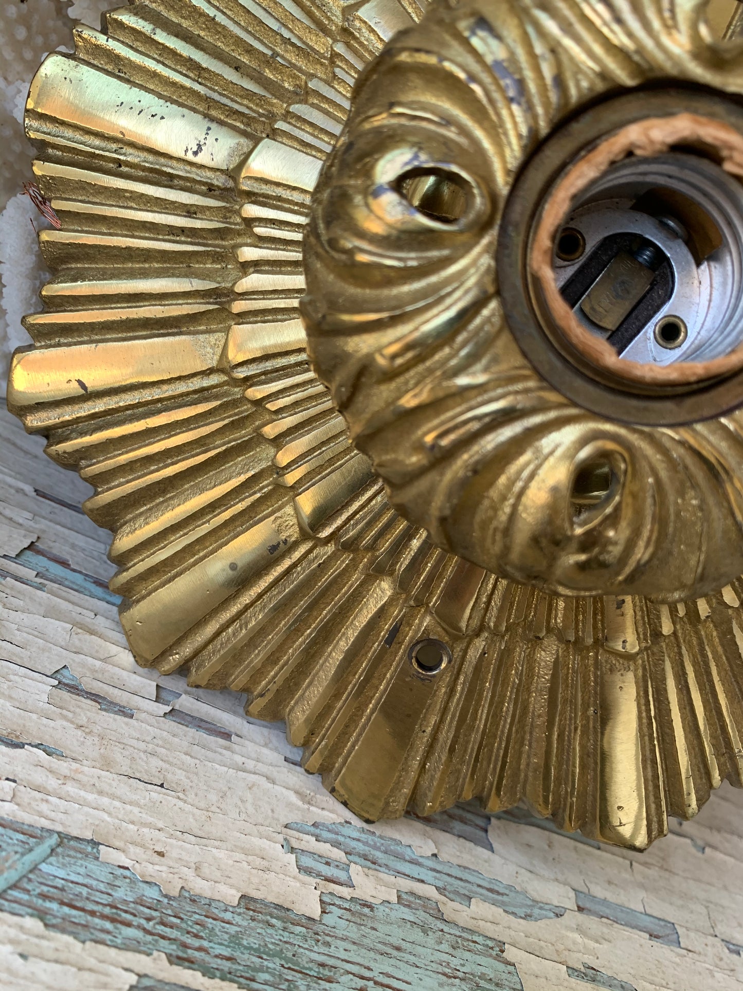 Mid century starburst flush mount ceiling light