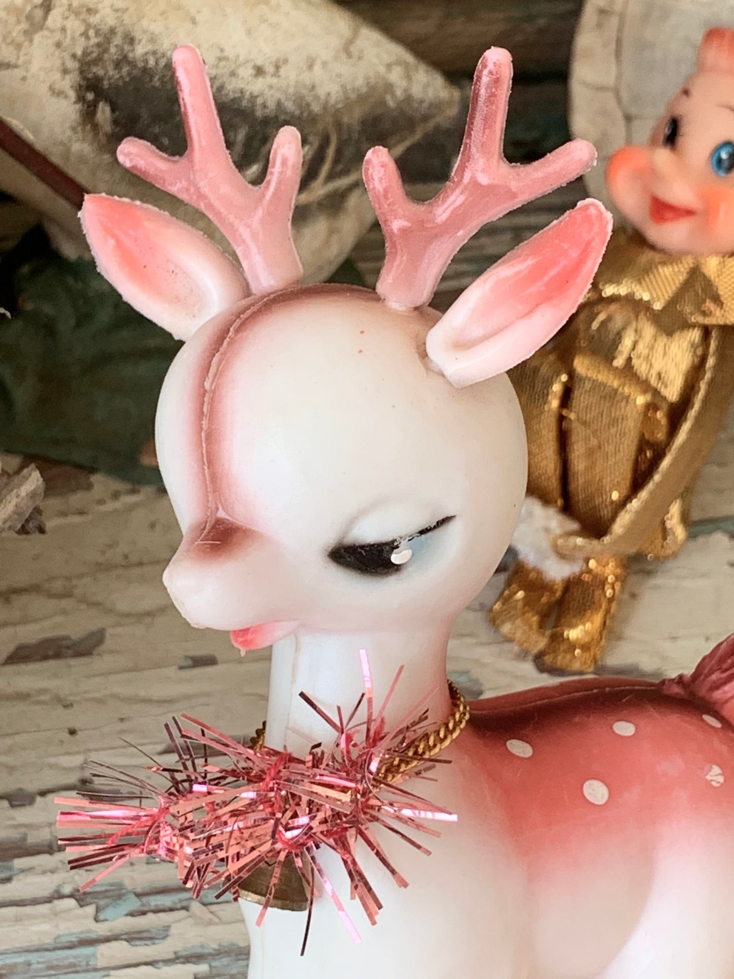 Vintage pink Christmas reindeer