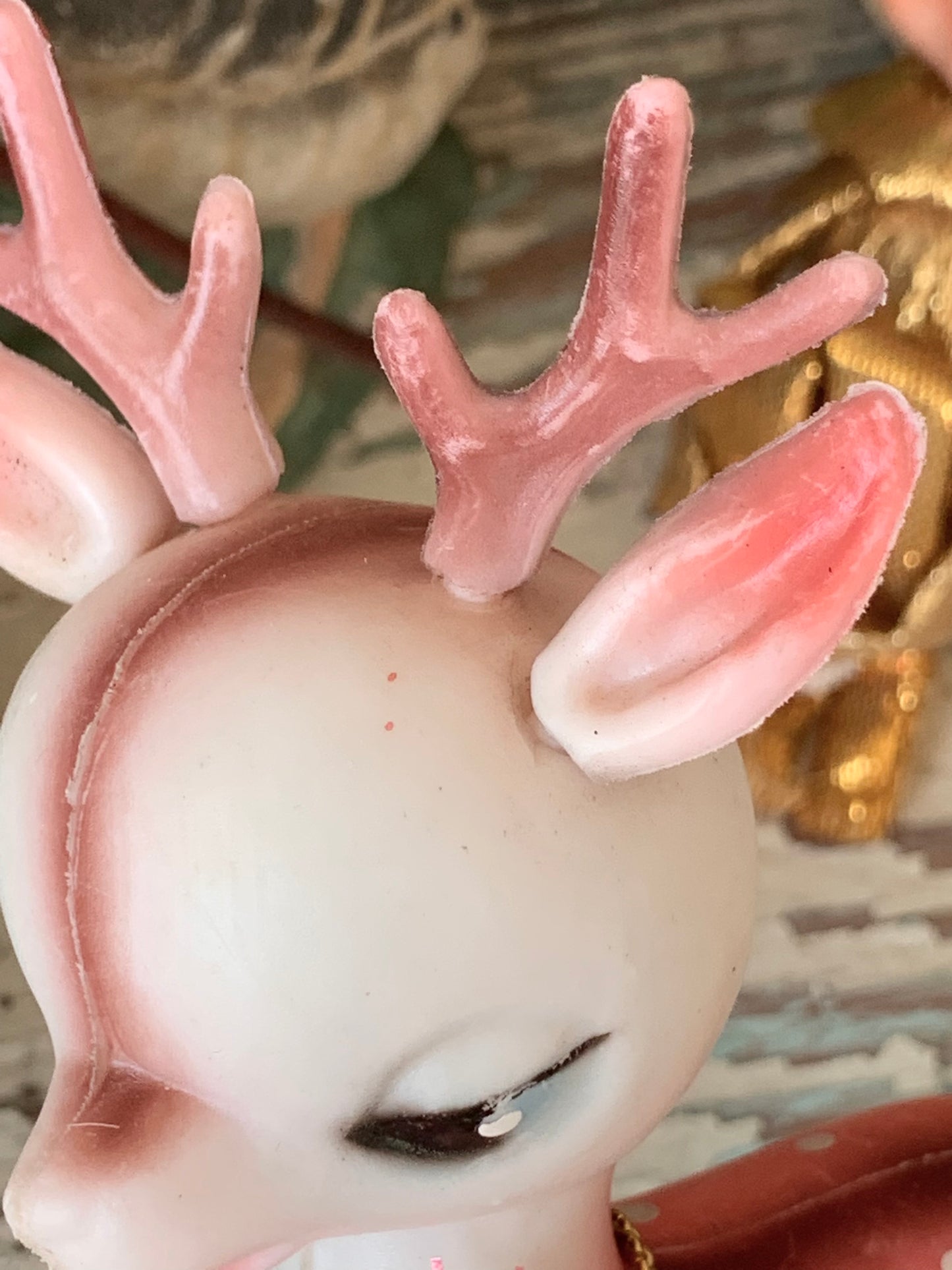Vintage pink Christmas reindeer