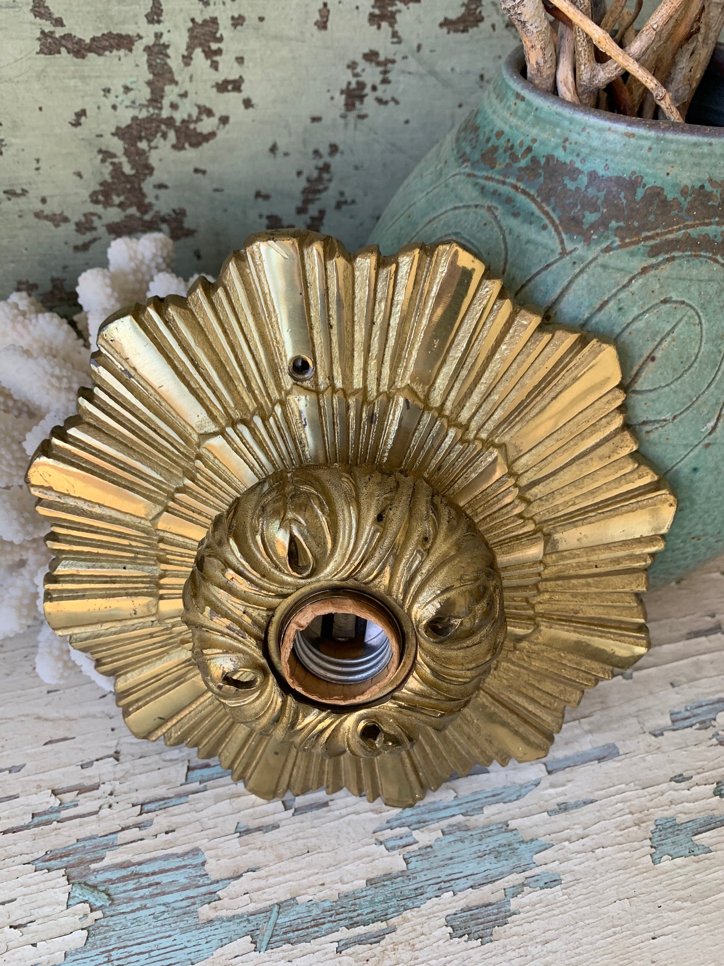 Mid century starburst flush mount ceiling light