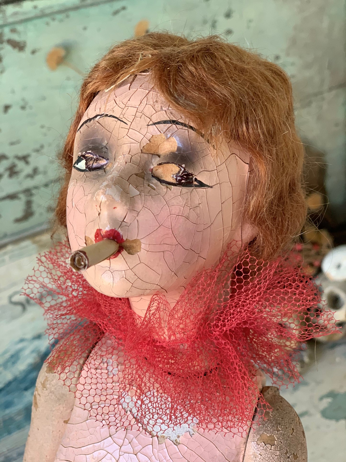Vintage age worn Cubeb doll as-is