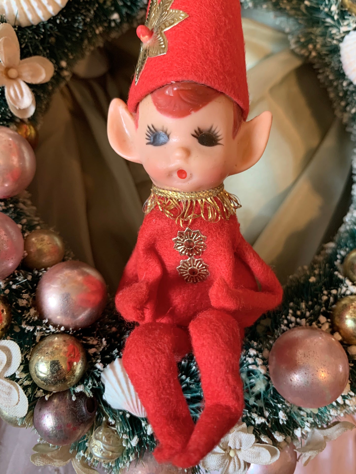 Vintage pointy hat shelf sitter elf retro Japan Christmas pixie