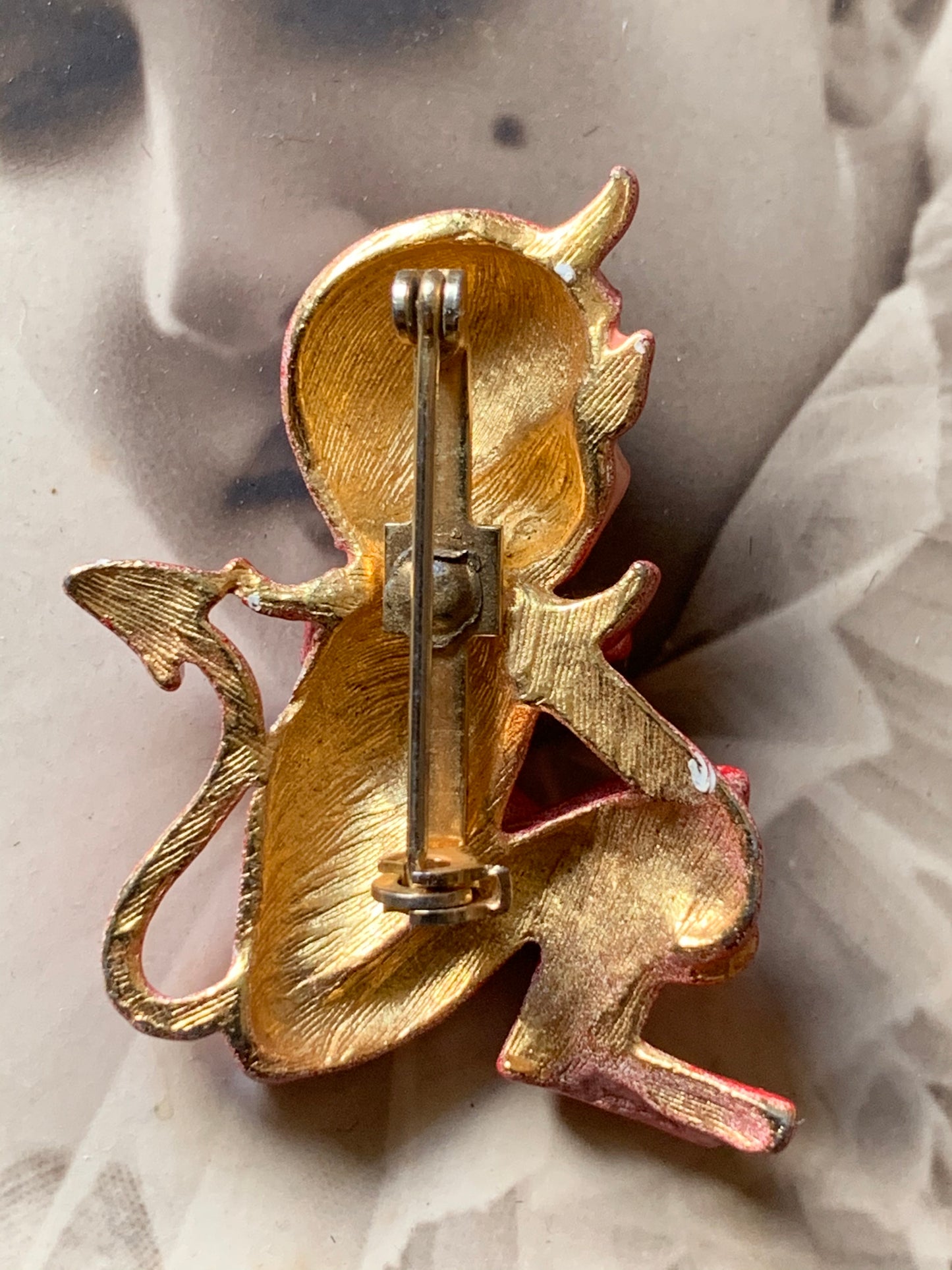 Vintage winking devil pixie pin