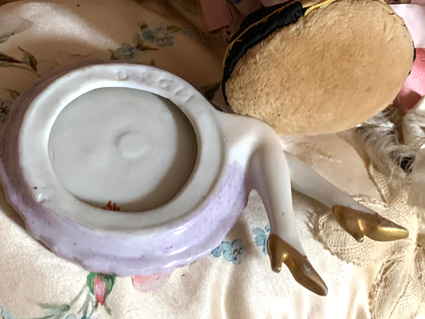 Vintage powder puff girl with legs dish