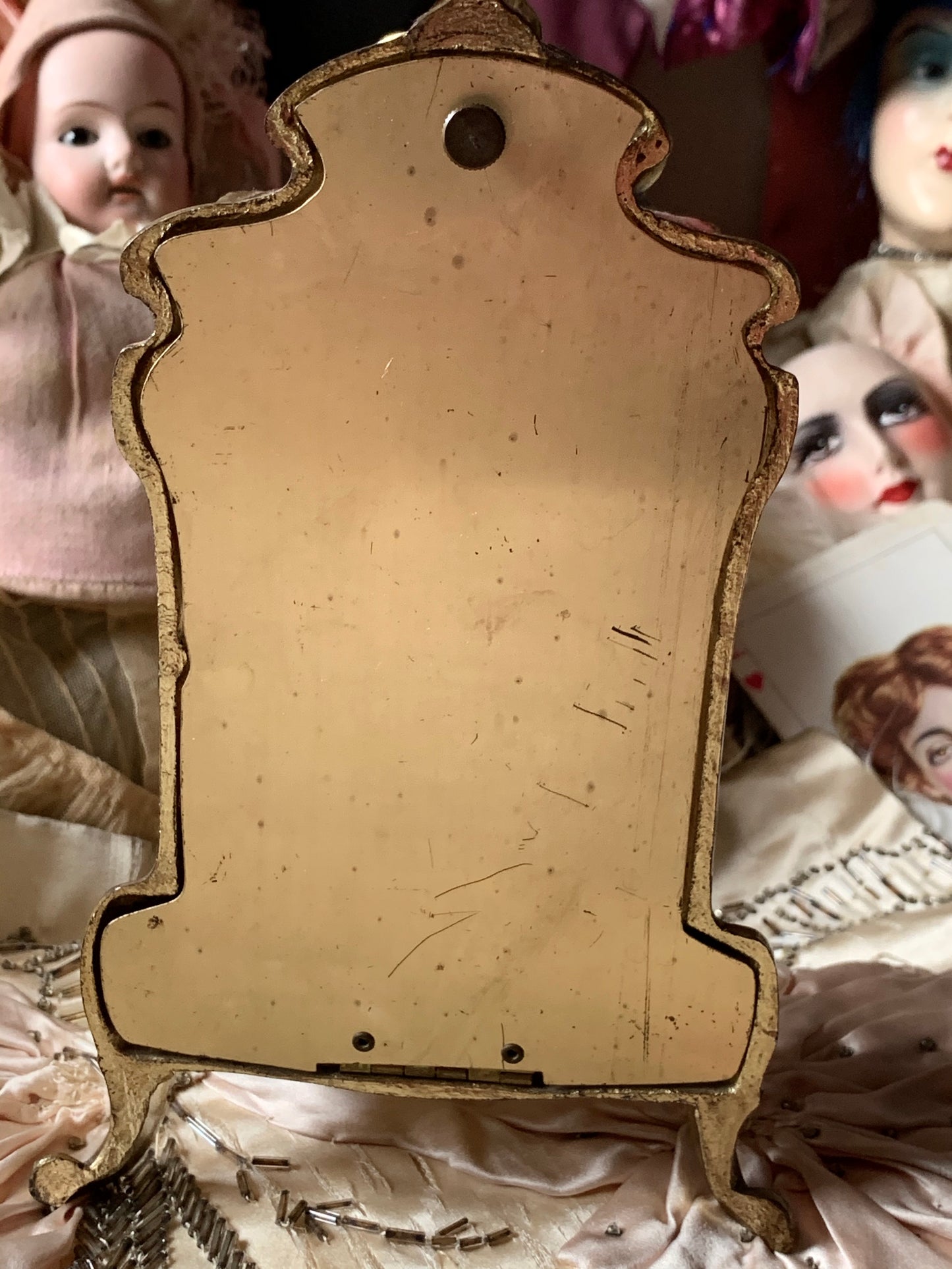 Vintage miniature fancy French style vitrine cabinet