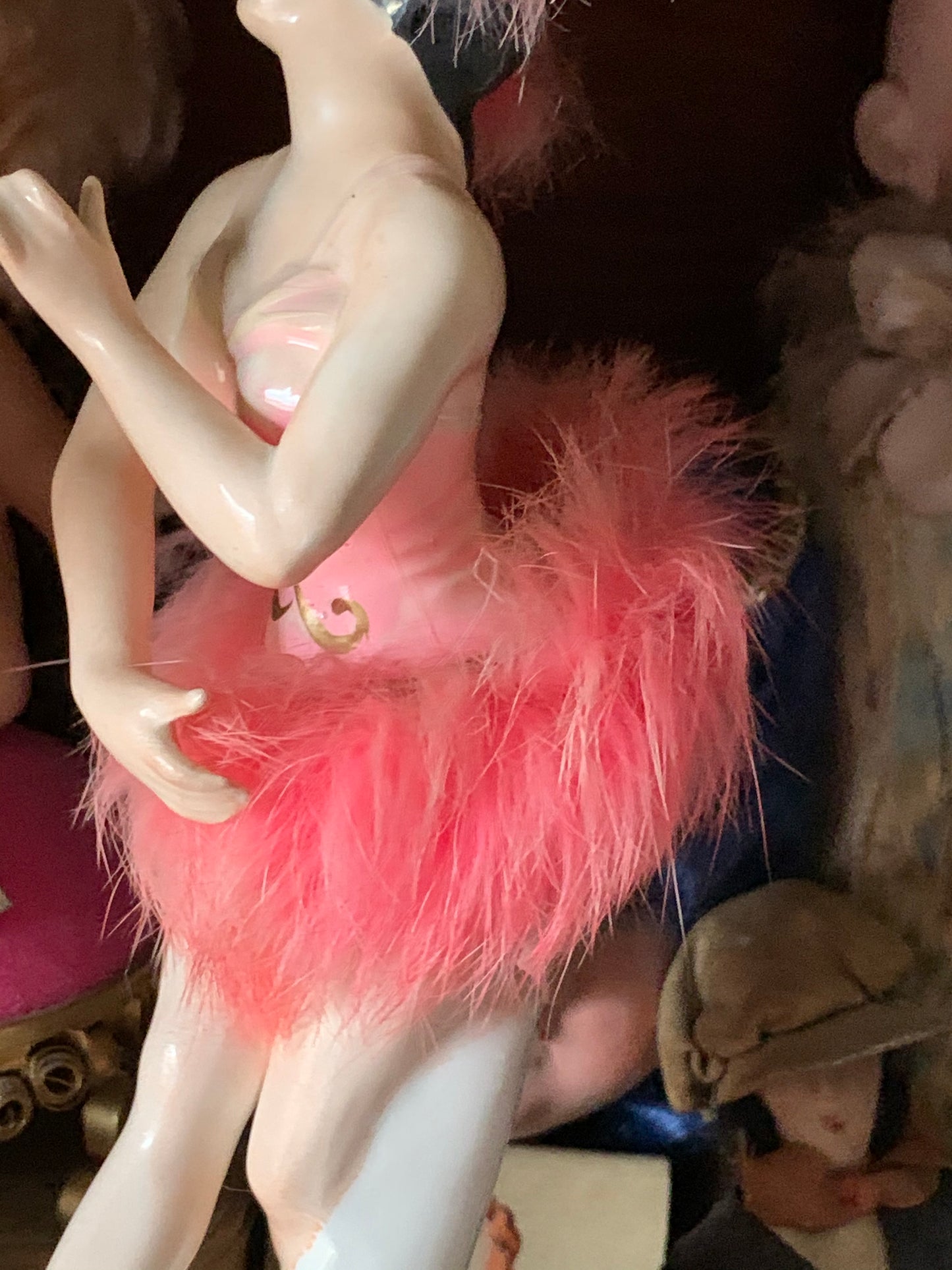 Vintage pink ballerina figurine