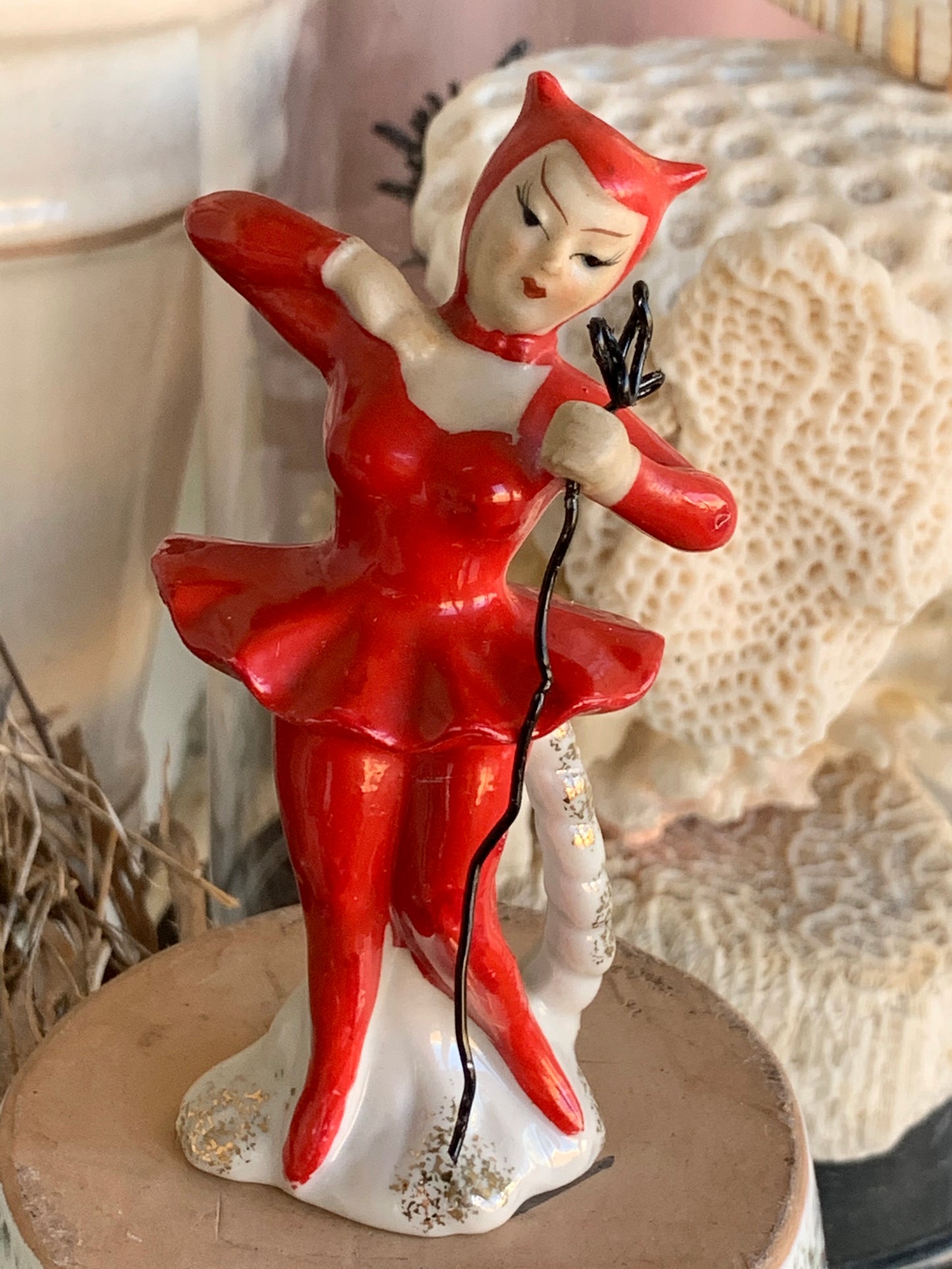 Vintage mini devil ballerina figurine