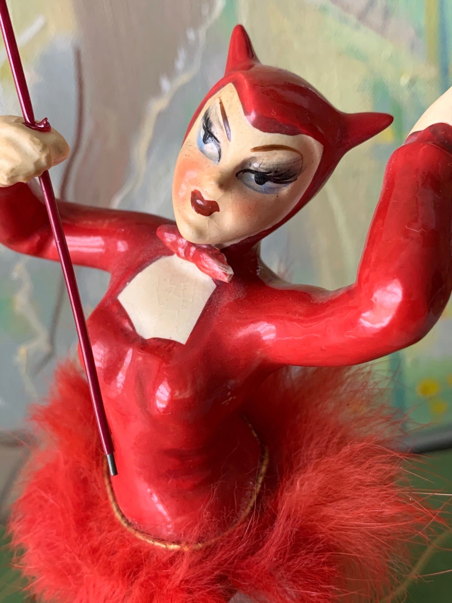 Vintage red devil girl ballerina