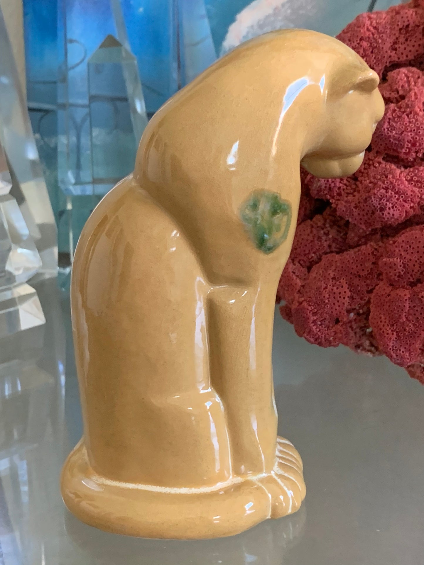 Vintage Frankoma pottery puma cat statue