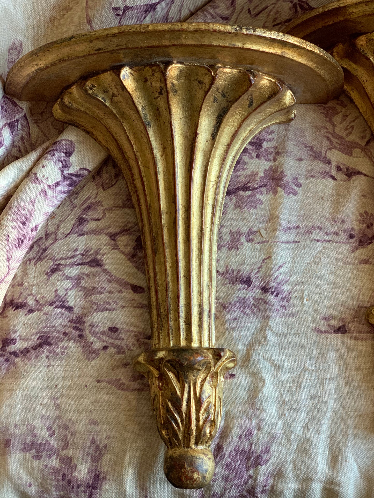 Vintage pair gold Italian sconces