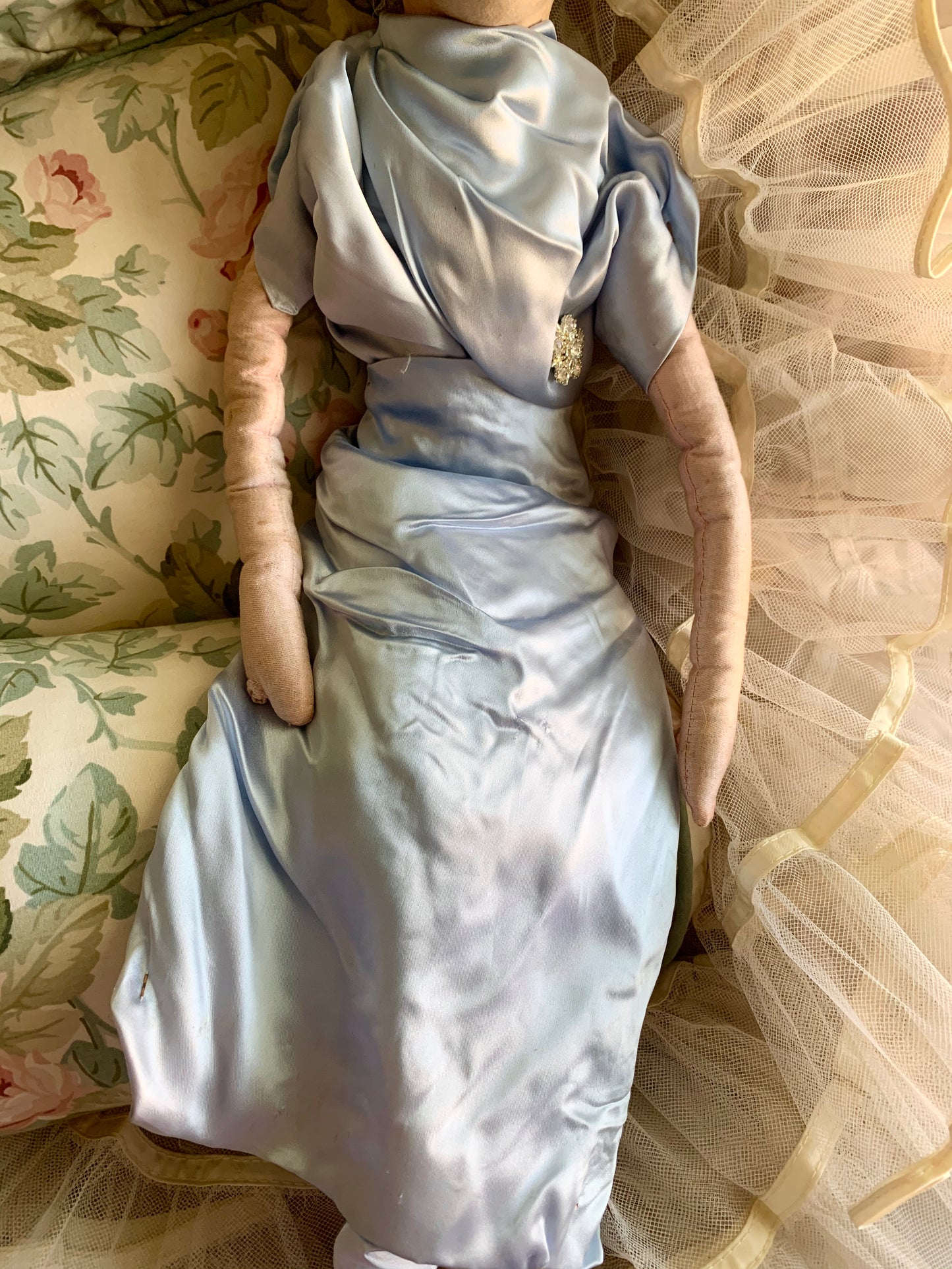 Vintage flapper boudoir doll antique bed doll