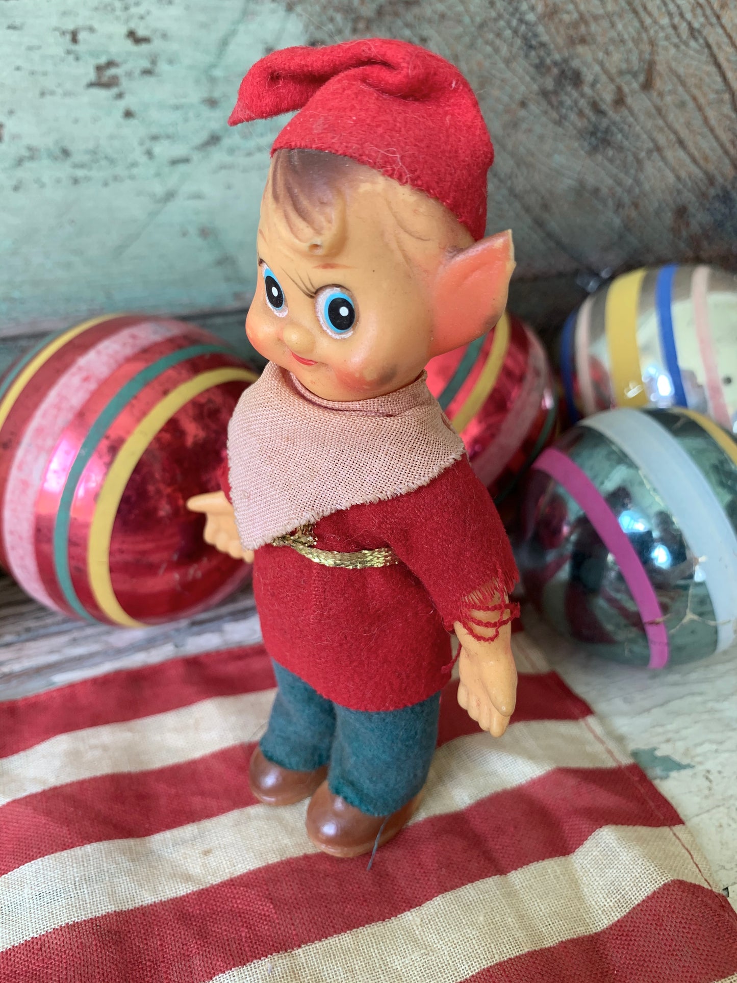 Vintage mini elf figurine Christmas decoration pixie doll