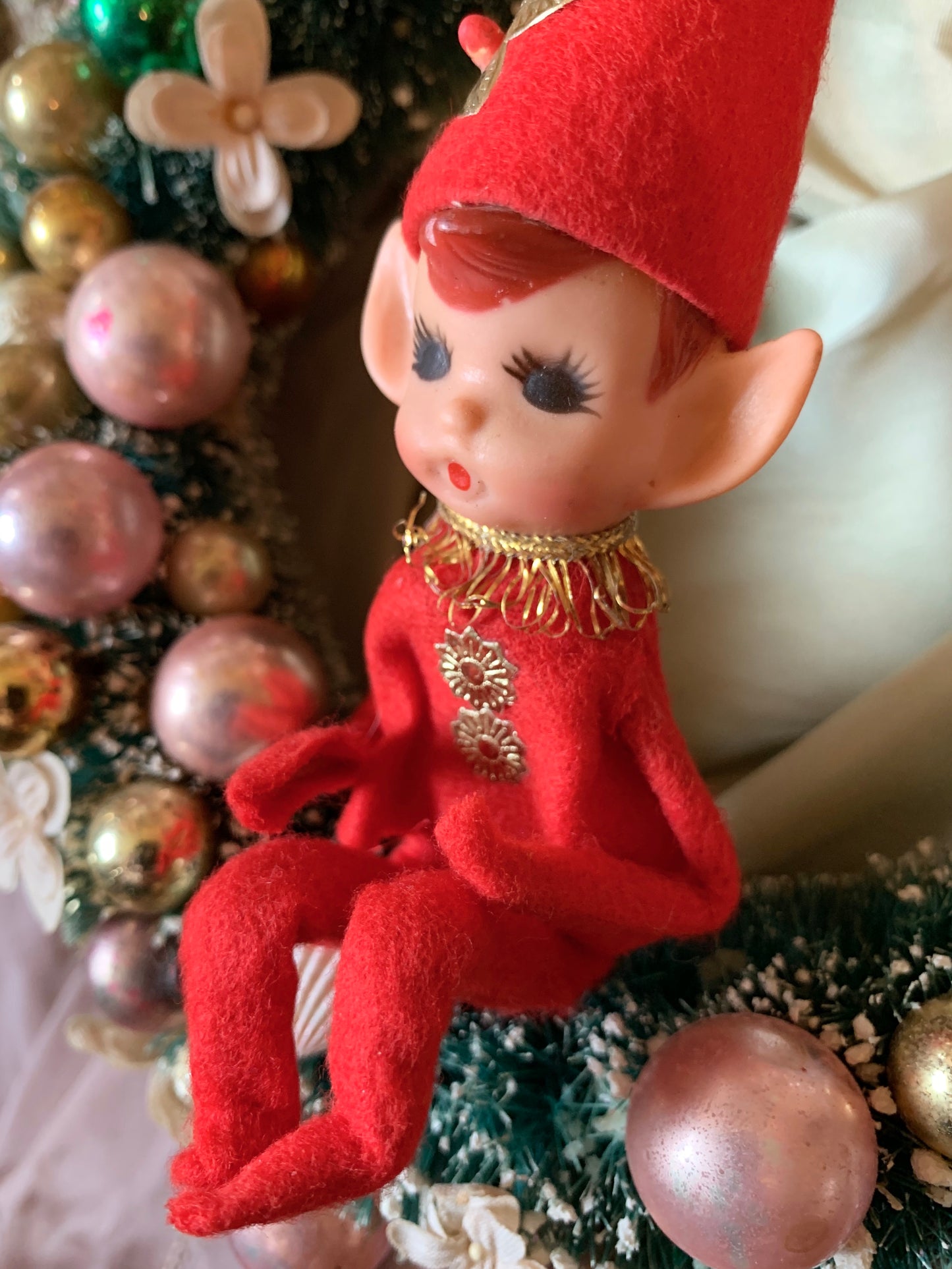 Vintage pointy hat shelf sitter elf retro Japan Christmas pixie