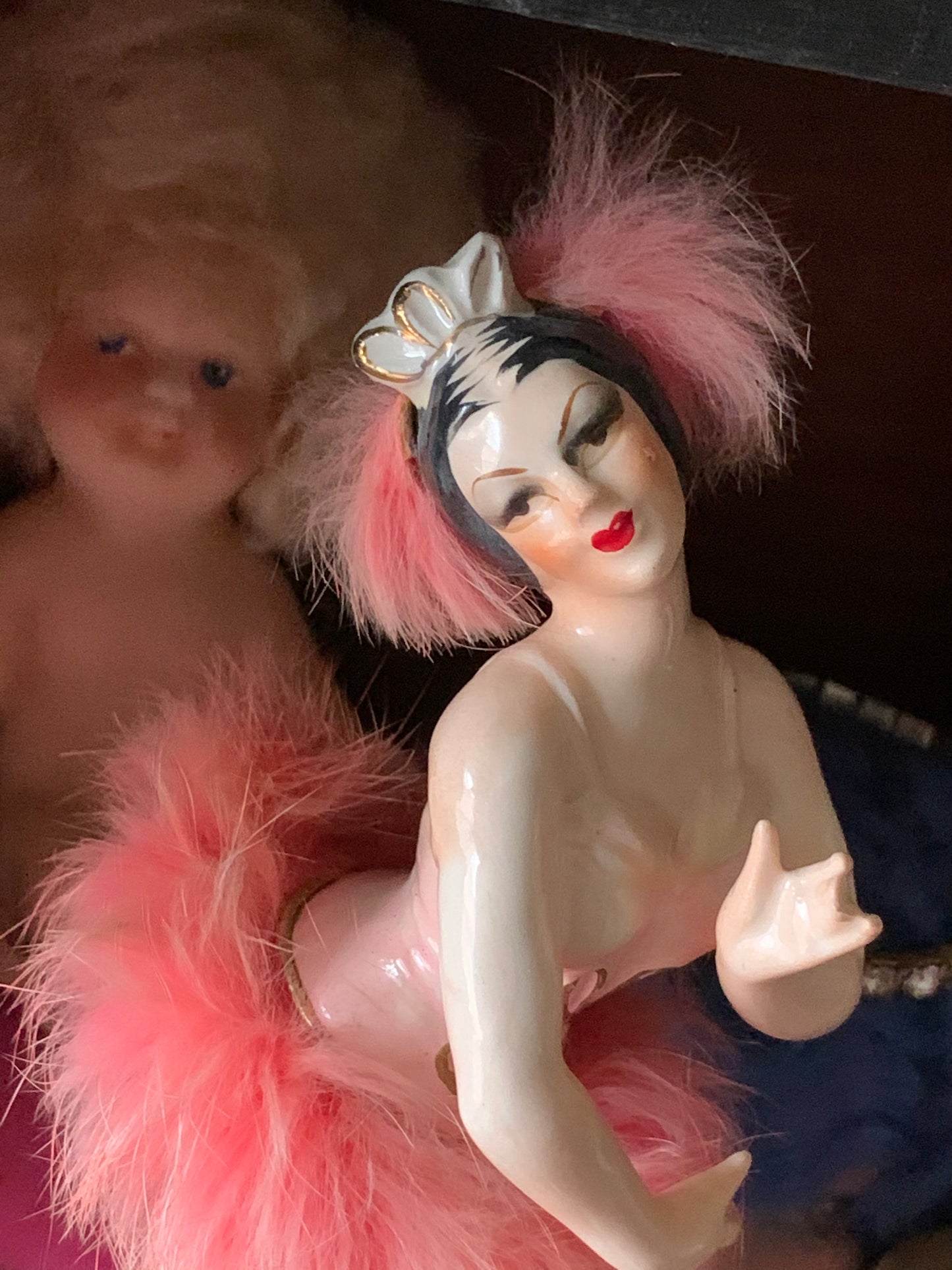 Vintage pink ballerina figurine
