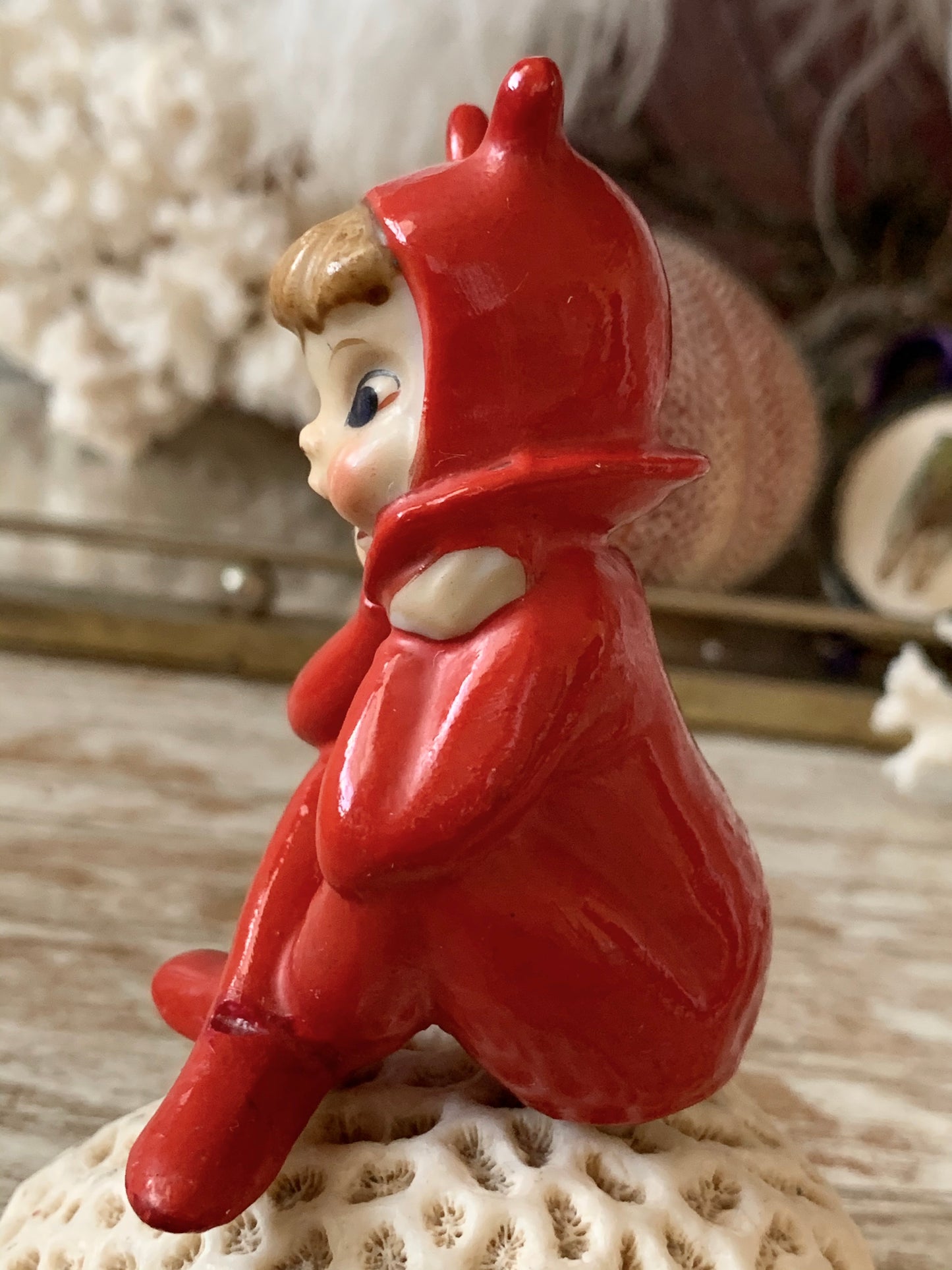 Vintage devil pixie figurine repaired as is