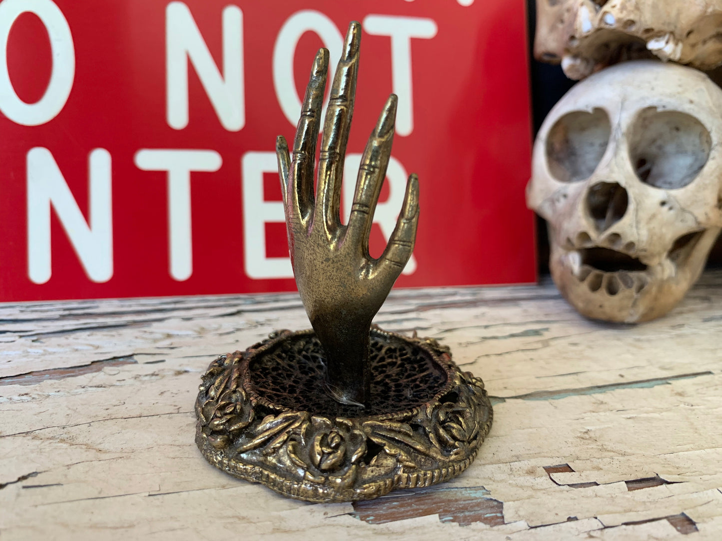 Vintage mini creepy claw hand ring holder
