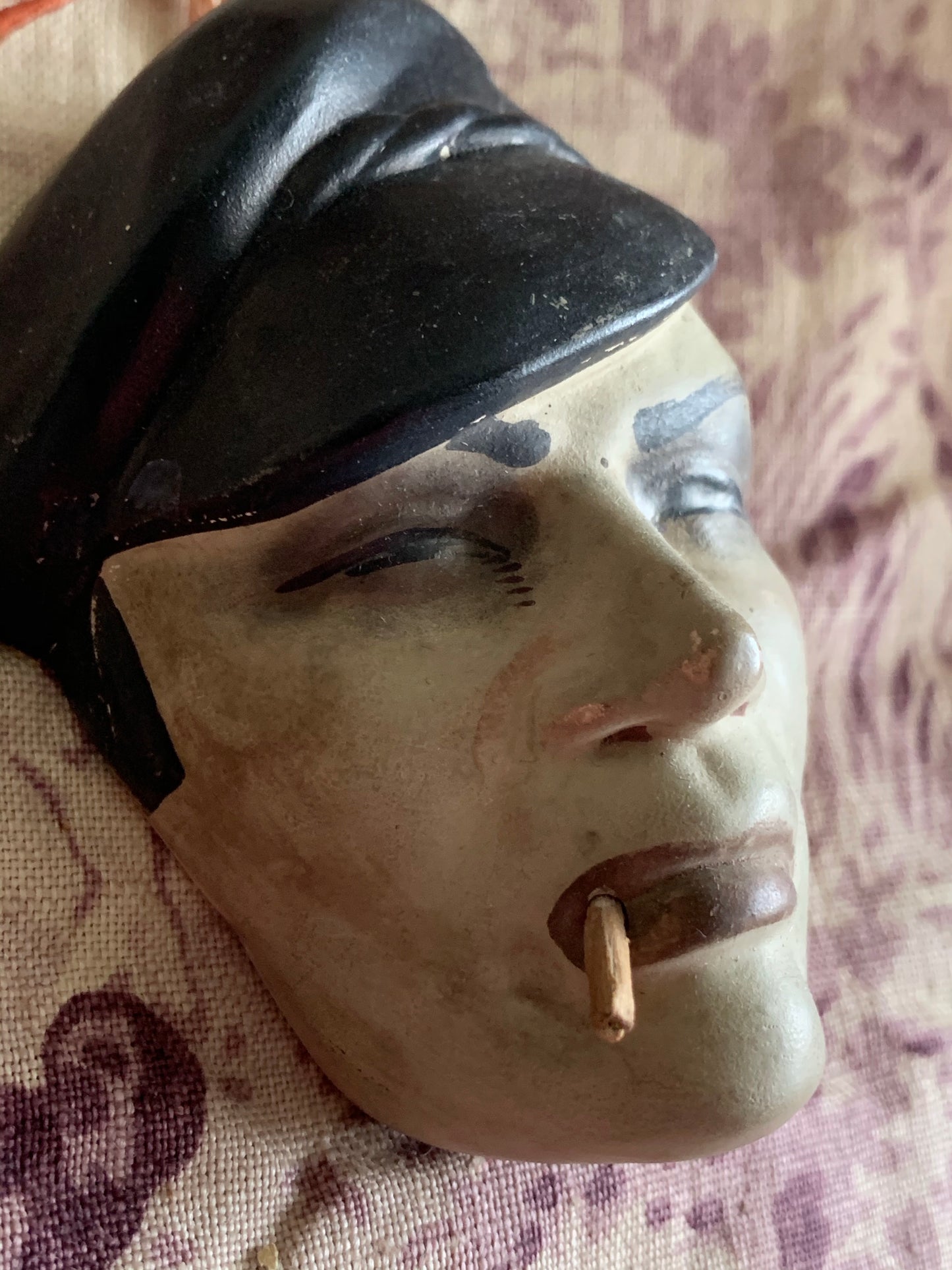 Vintage mini smoker pottery face