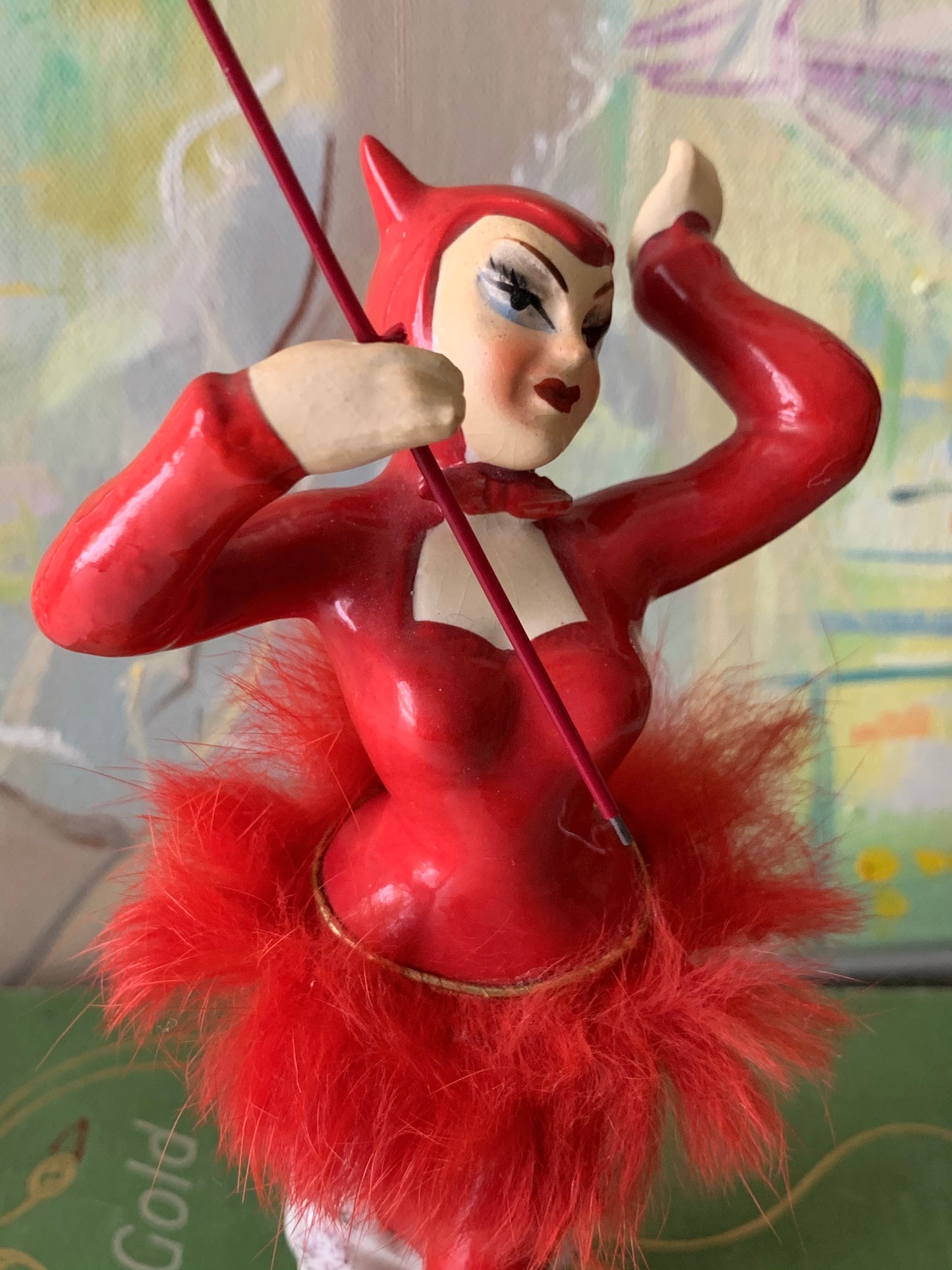 Vintage red devil girl ballerina