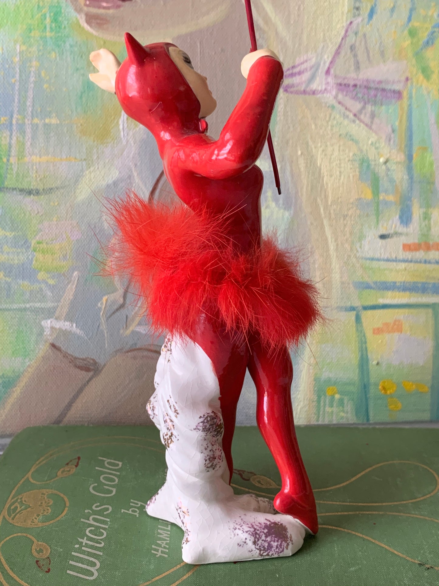 Vintage red devil girl ballerina