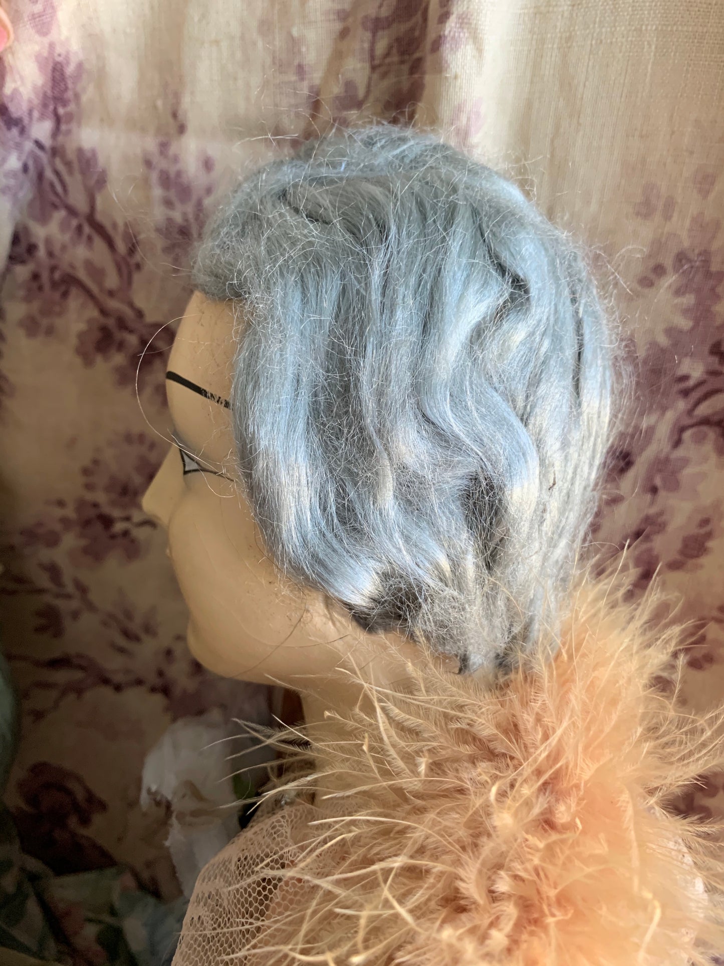 Vintage blue hair boudoir doll time worn flapper doll