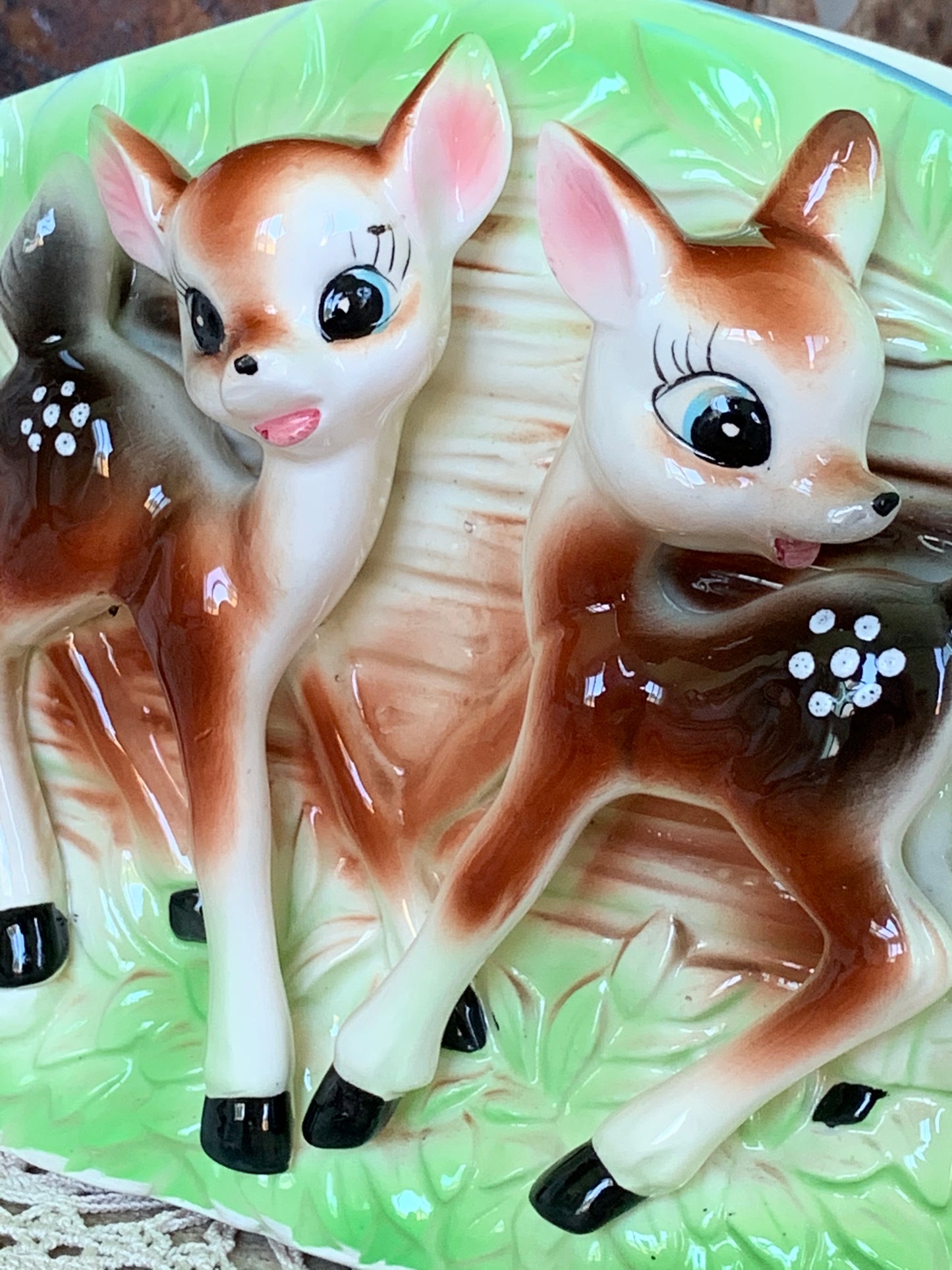 Vintage deer wall pocket planter