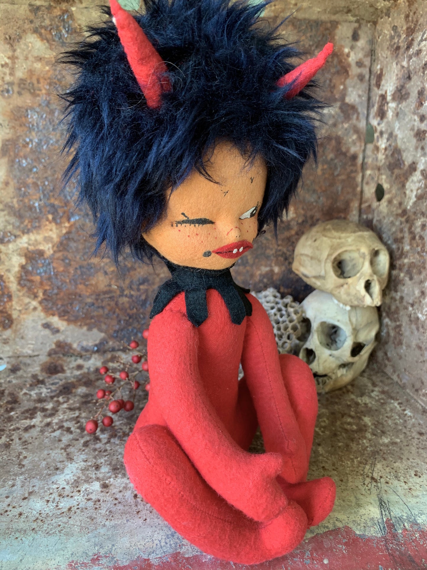 Vintage rare winking devil pixie doll
