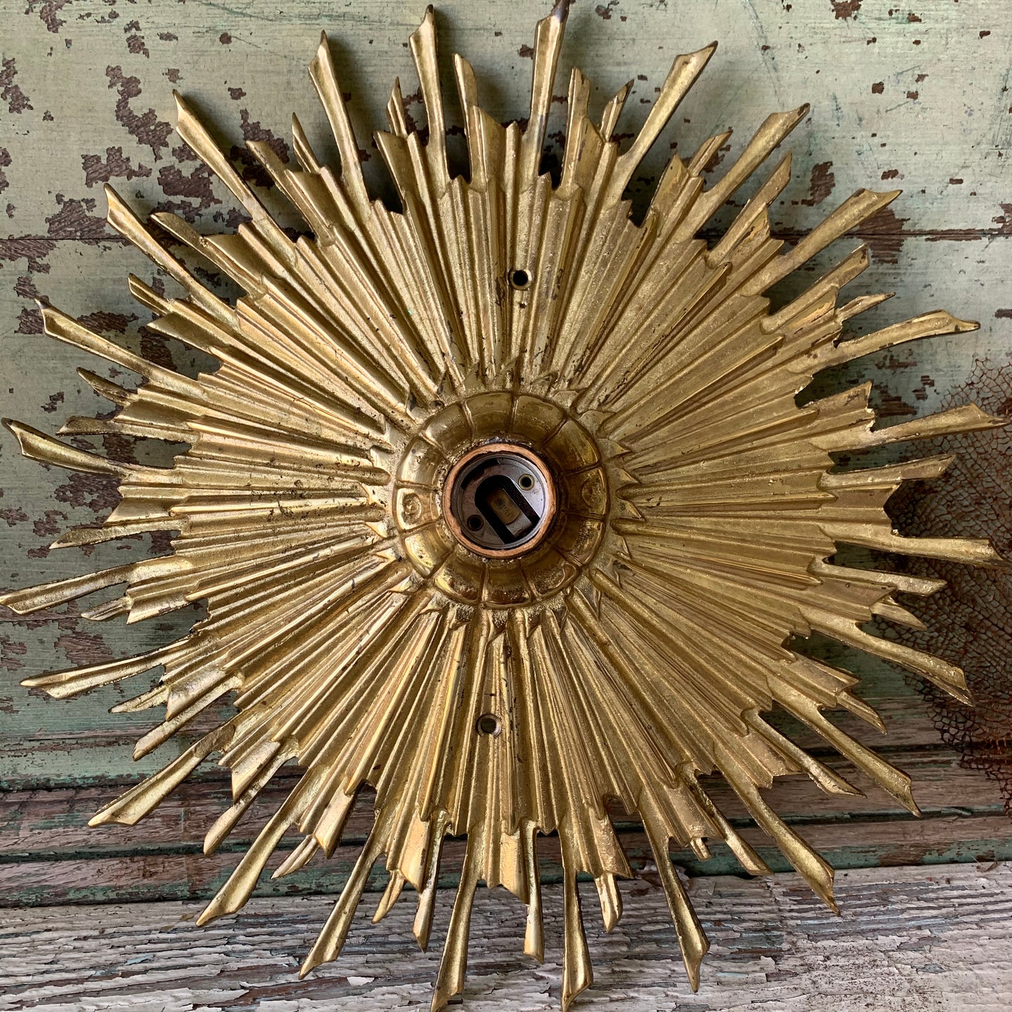 Mid century starburst ceiling flush mount light