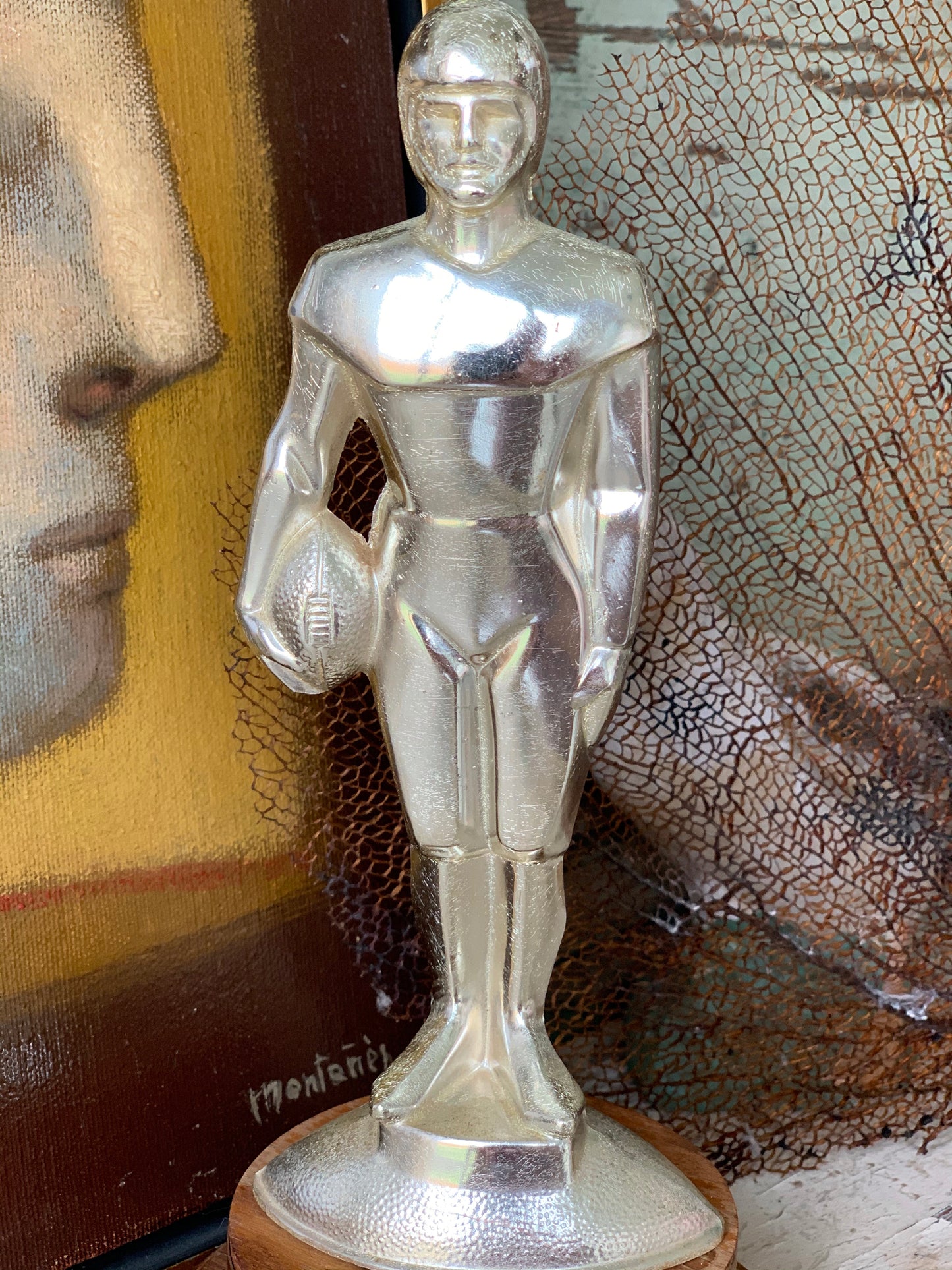 Vintage football player trophy 60s figural award statue