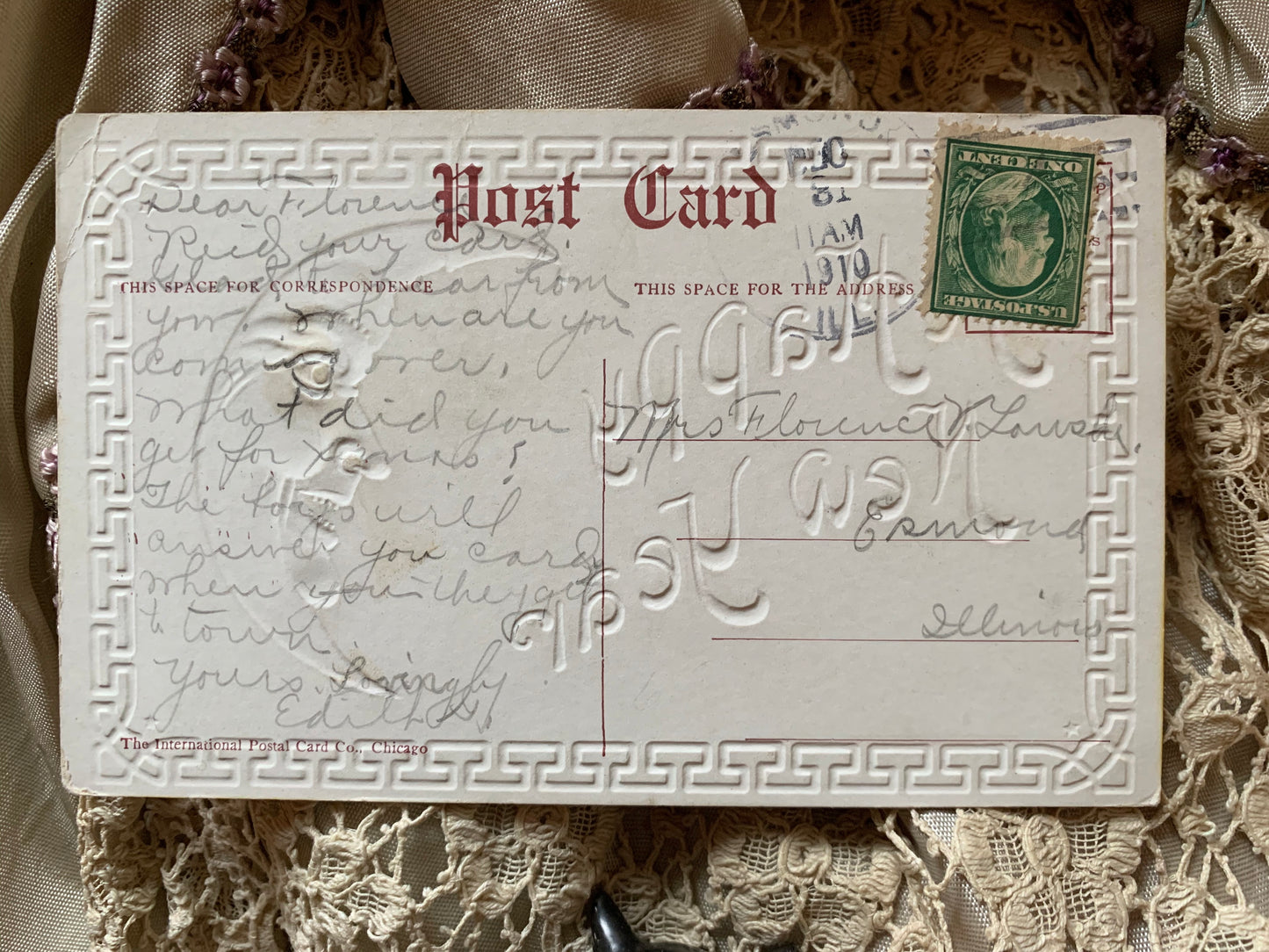 Antique Happy New Year postcard