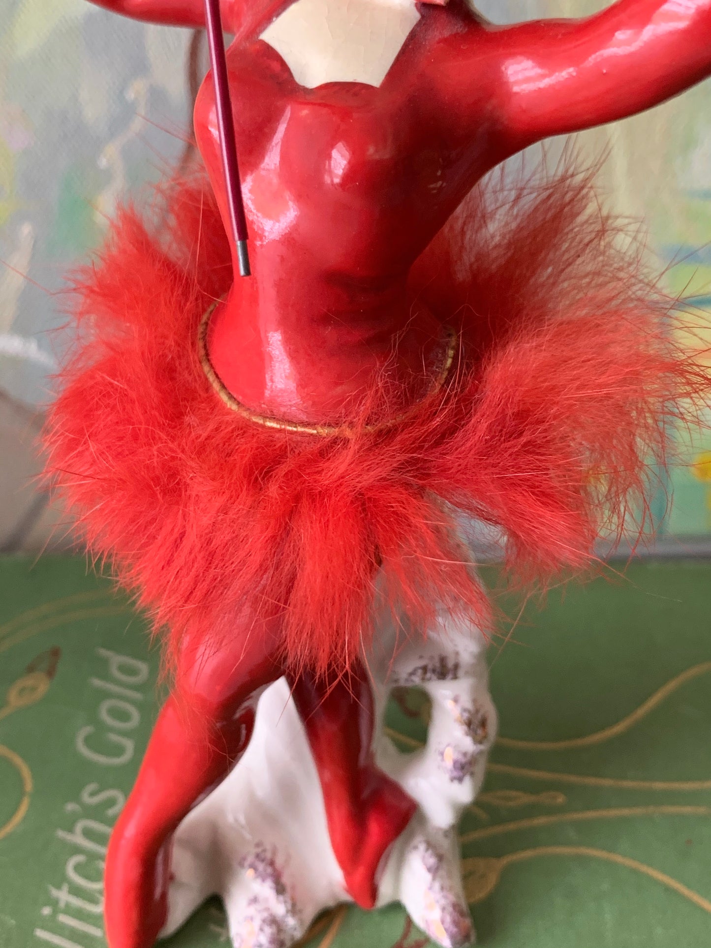 Vintage red devil girl ballerina