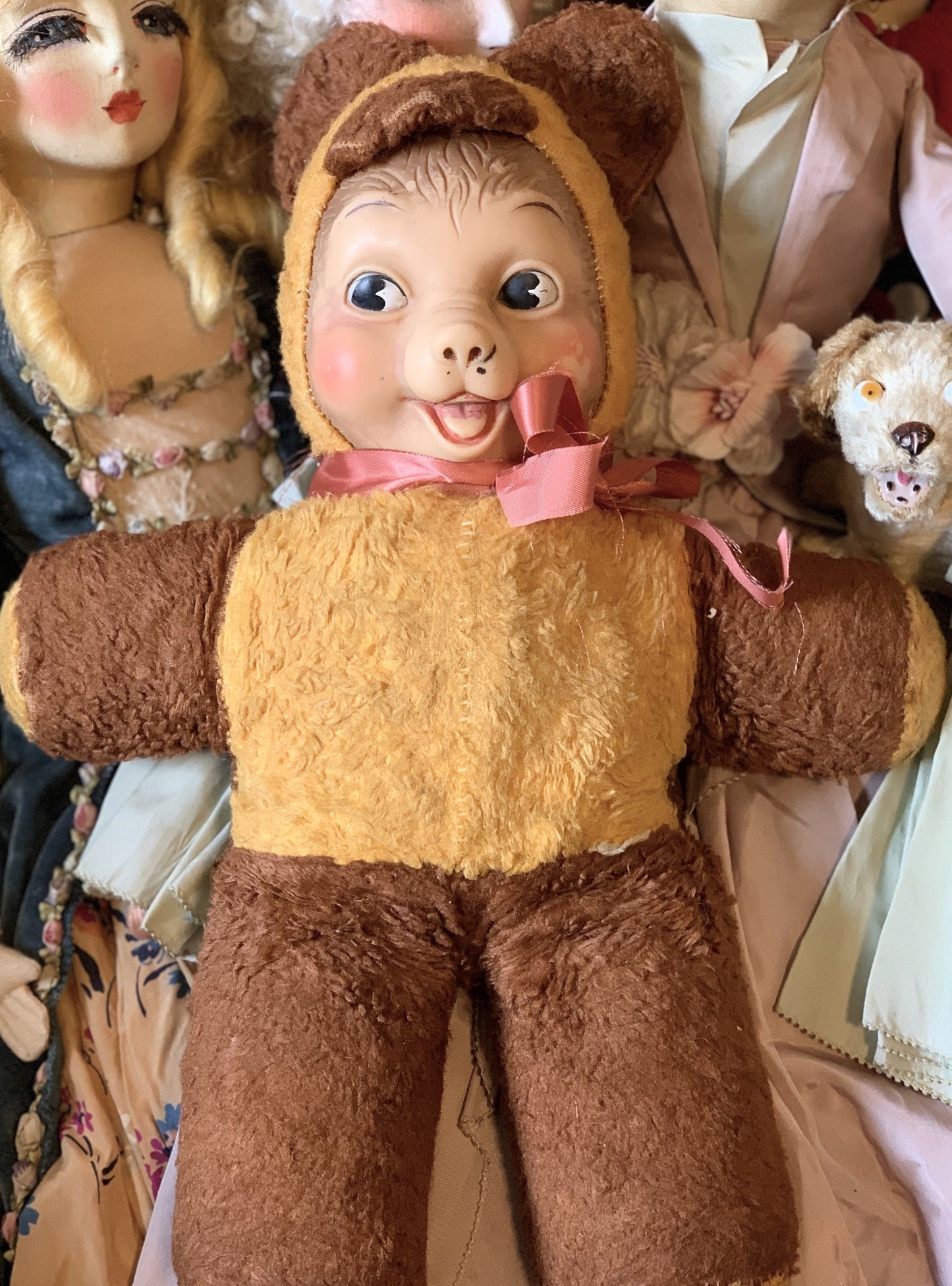 Vintage rubber face bear retro stuffed toy teddy