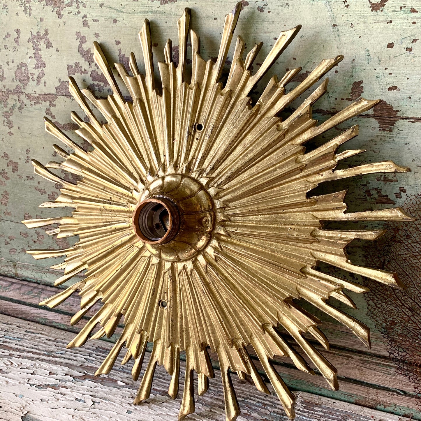 Mid century starburst ceiling flush mount light