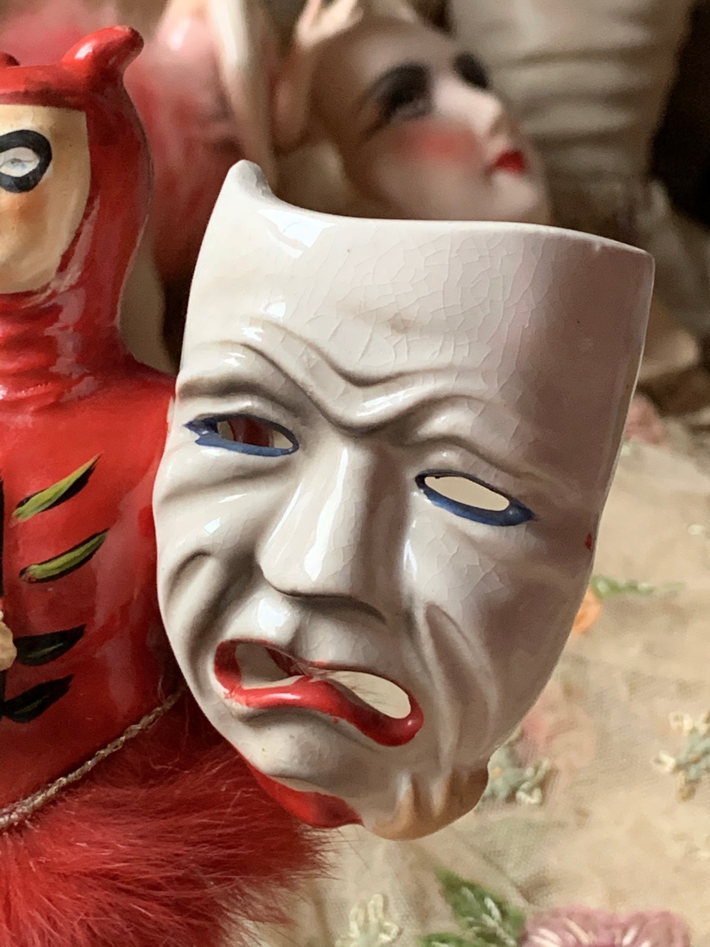 Vintage devil ballerina boy with mask