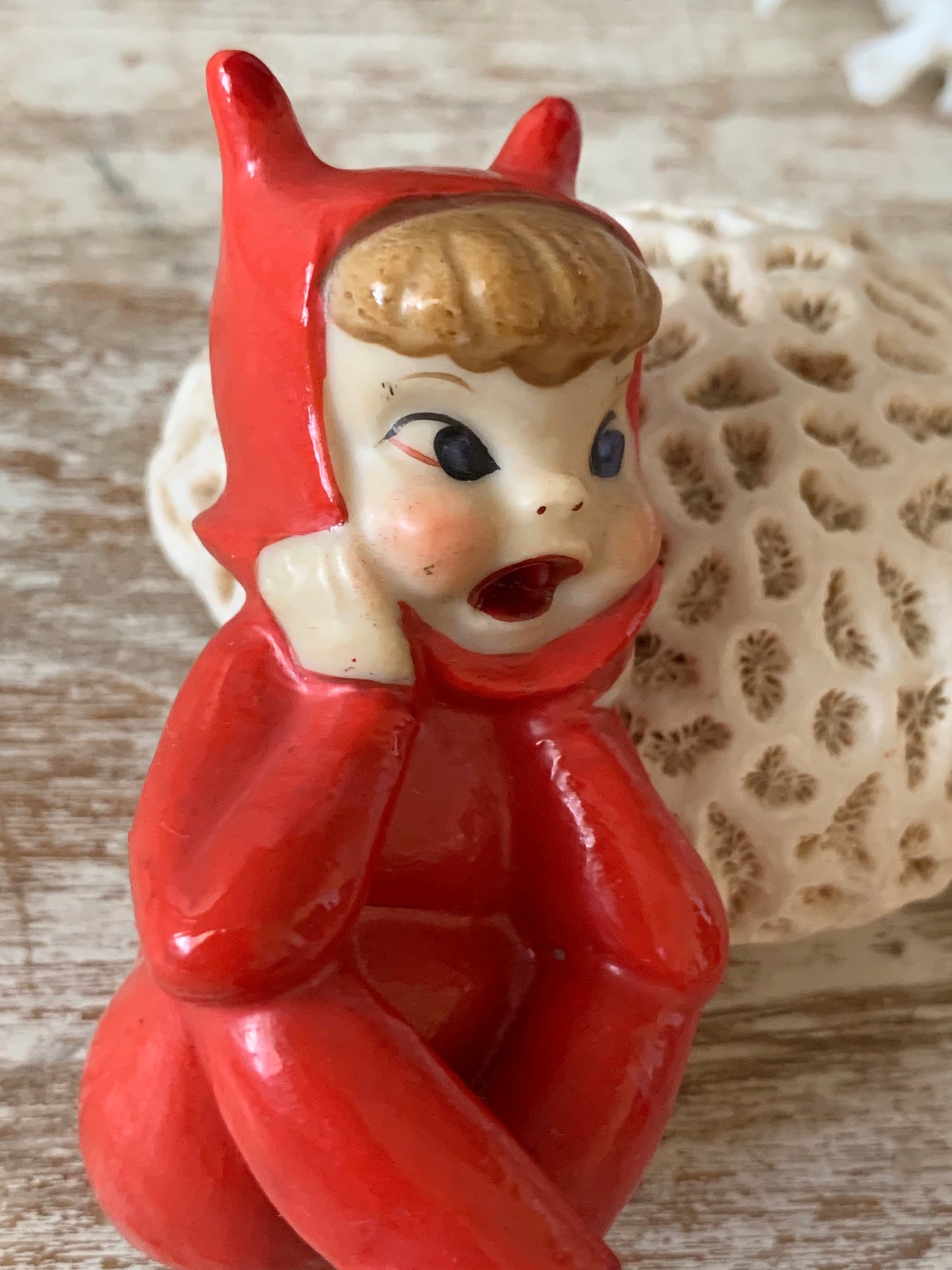 Vintage devil pixie figurine repaired as is