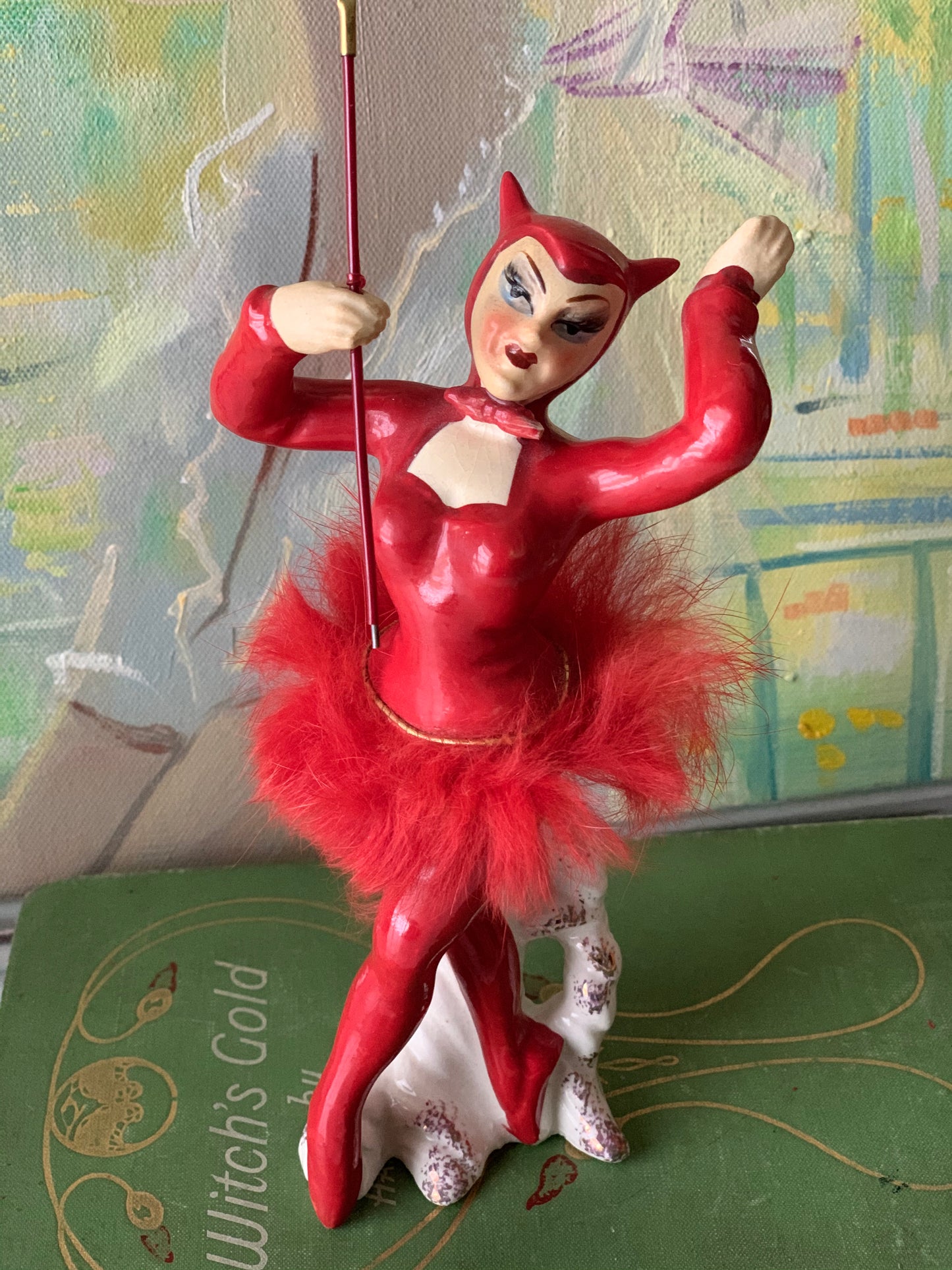 Vintage red devil girl ballerina
