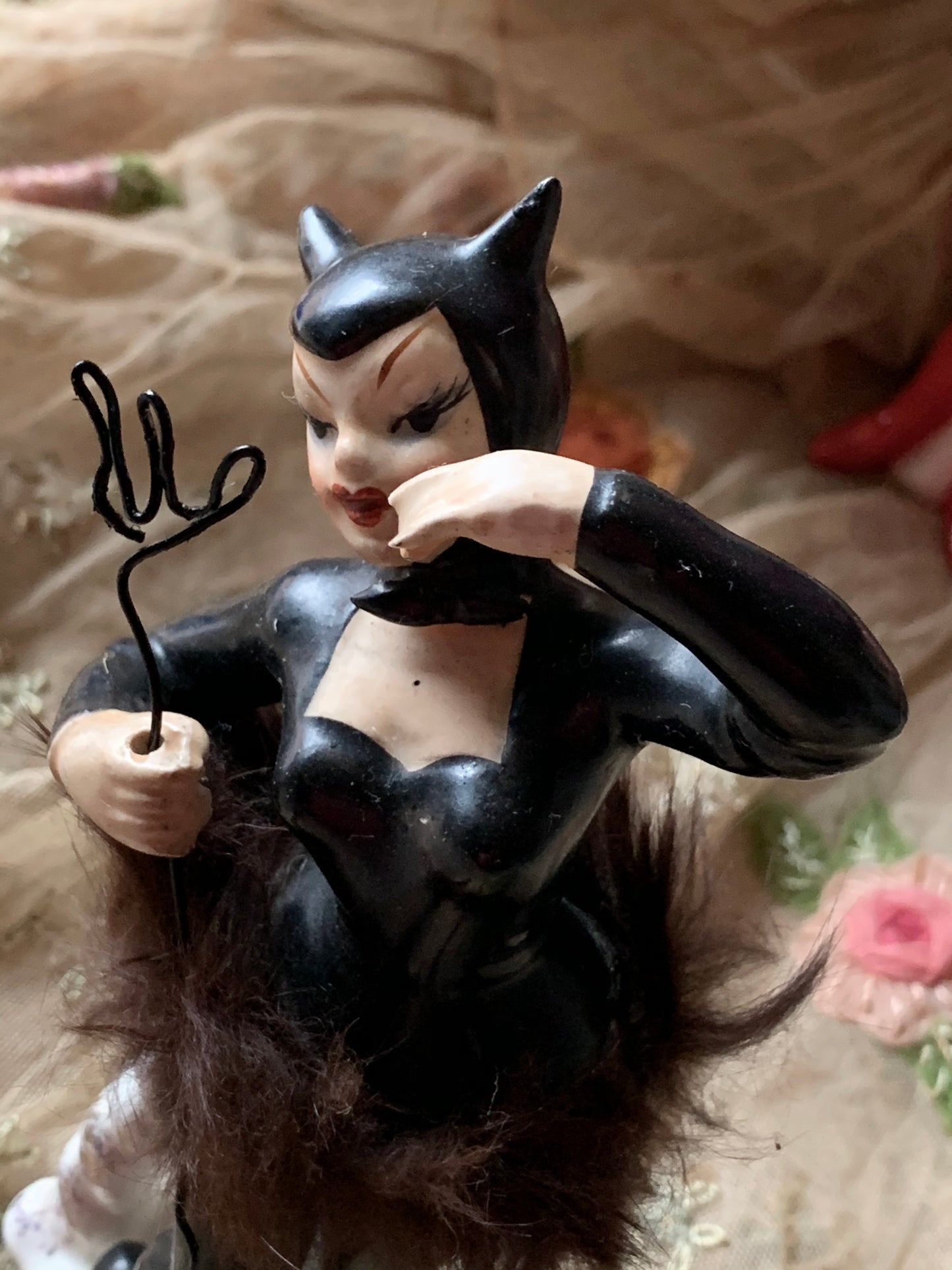 Vintage black devil ballerina figurine