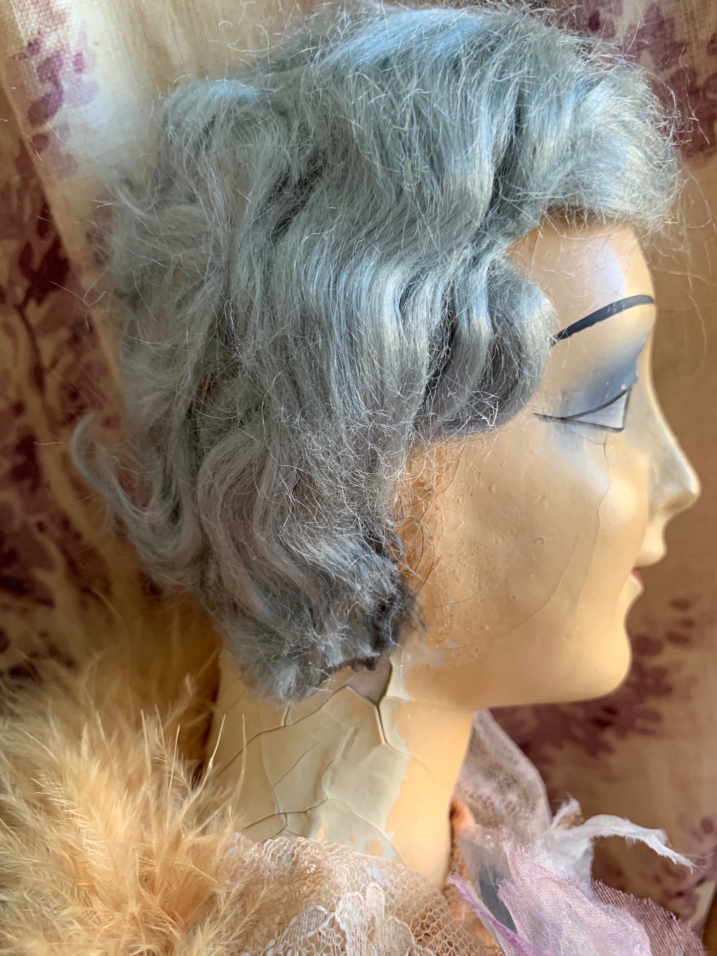 Vintage blue hair boudoir doll time worn flapper doll