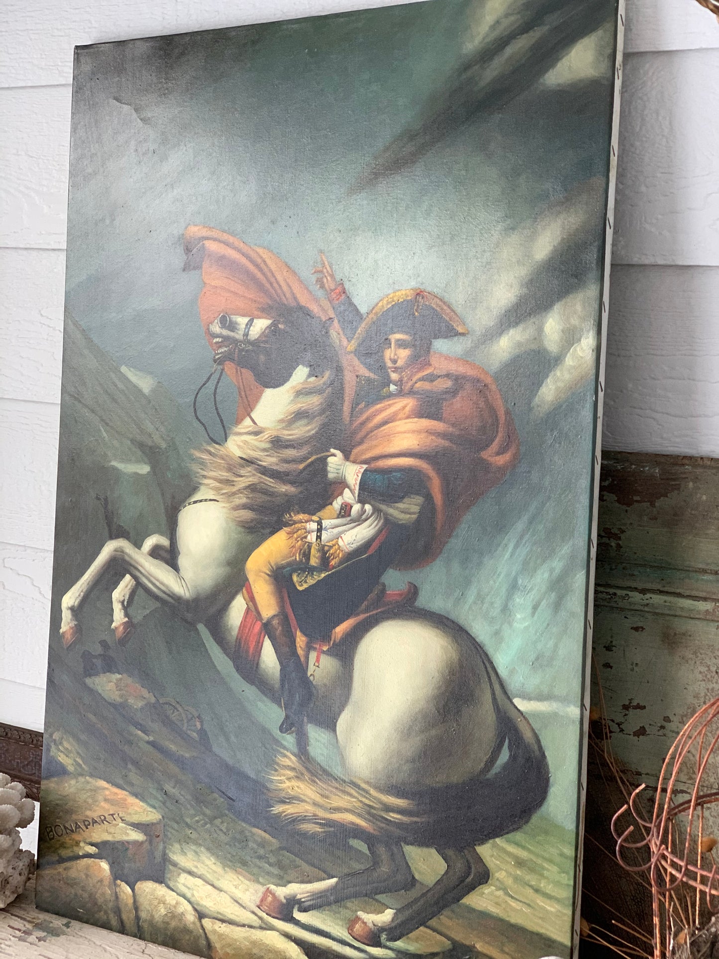 Vintage large original Napoleon reproduction painting