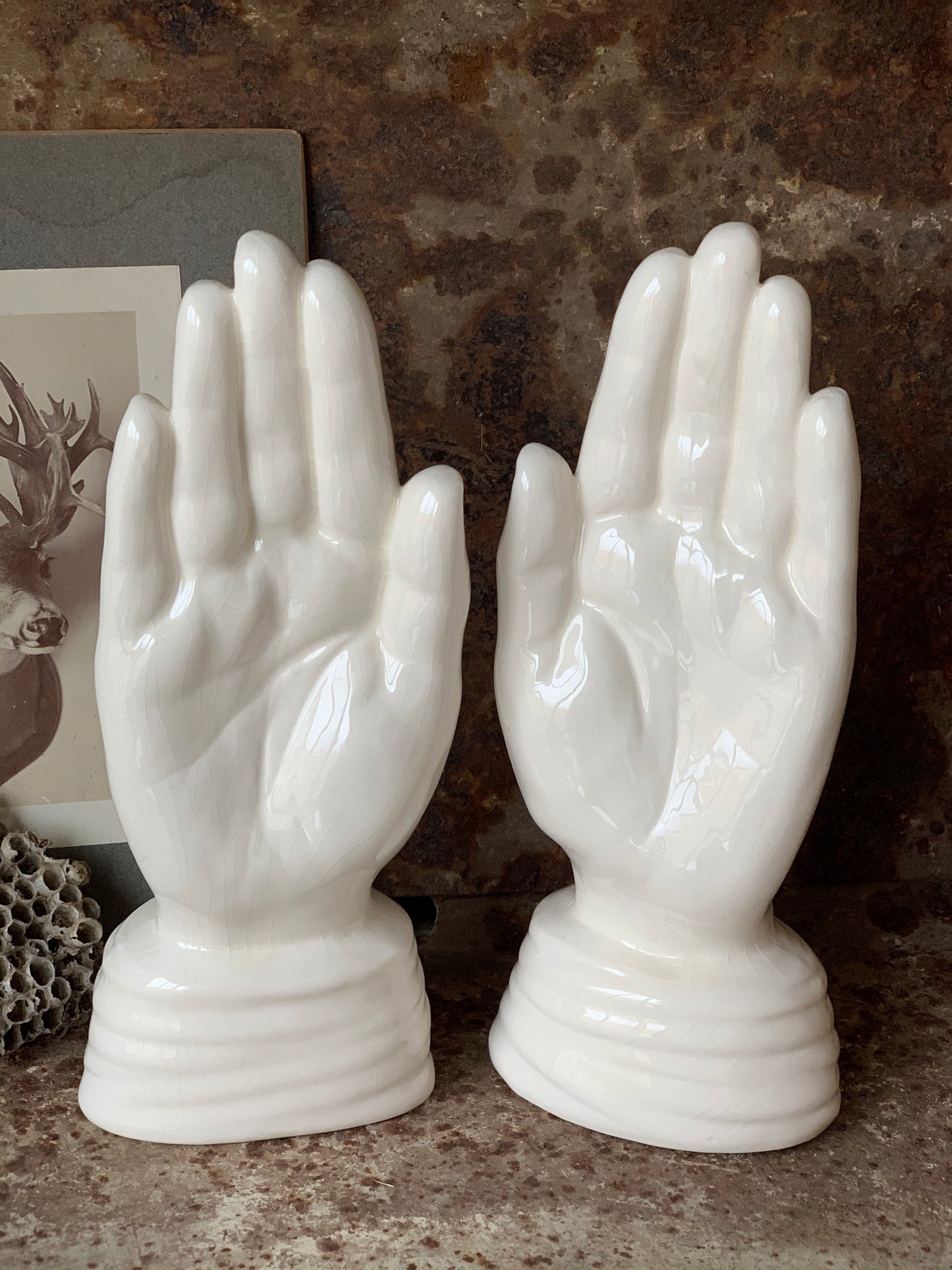 Vintage pair of ceramic hands