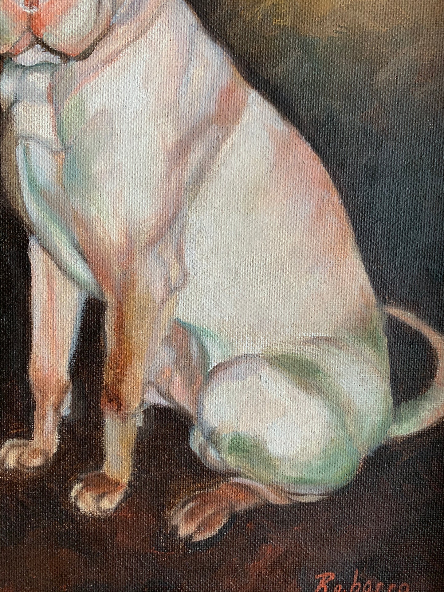 Vintage framed original dog painting